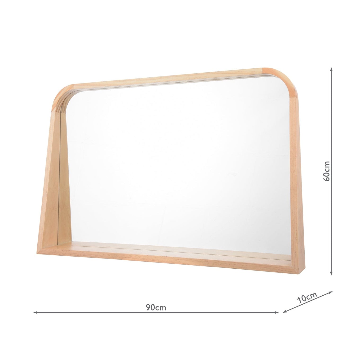 dar lighting Fulgencio Rectangle Mirror With Shelf Light Oak 60 X 90cm 002FUL9060