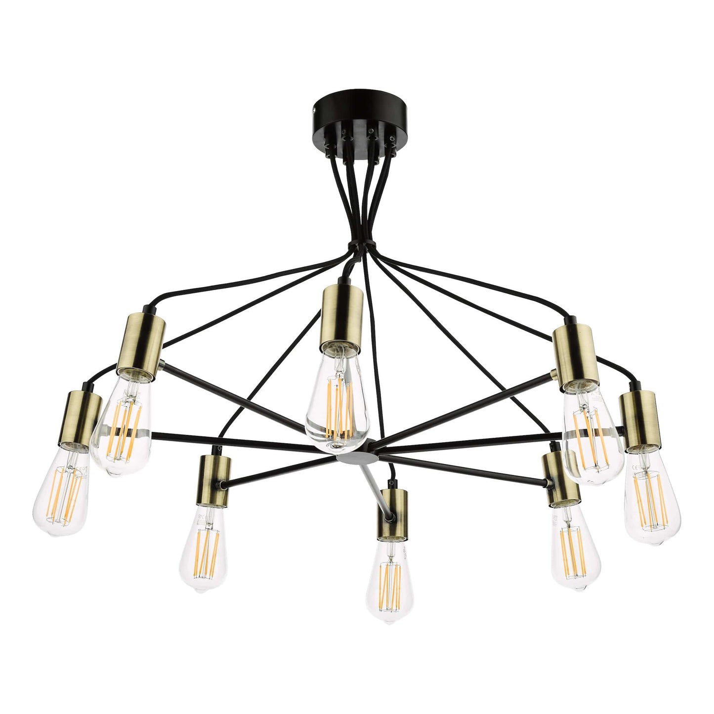 dar lighting Gabriel 8 Light Pendant Satin Black Antique Gold GAB0854