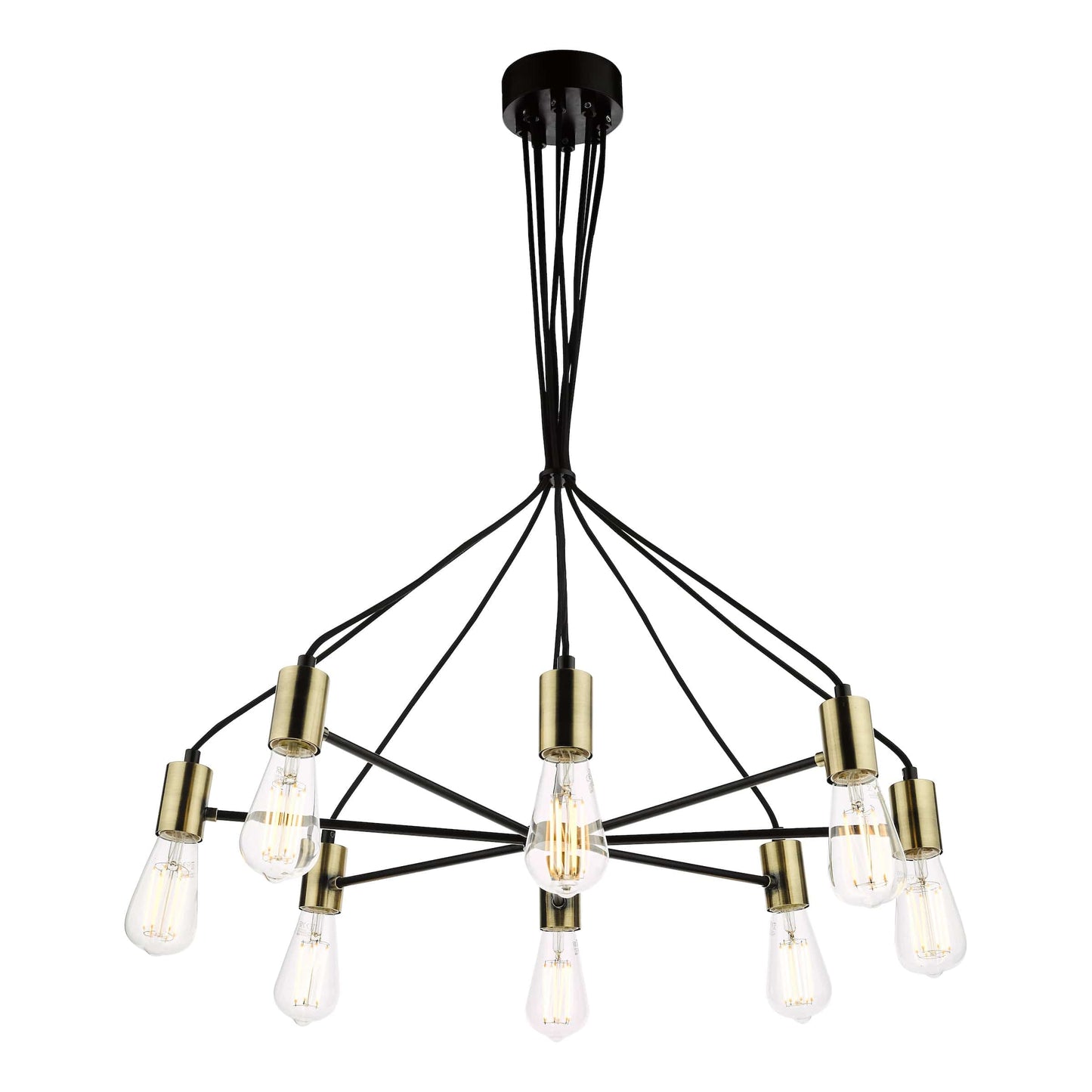 dar lighting Gabriel 8 Light Pendant Satin Black Antique Gold GAB0854