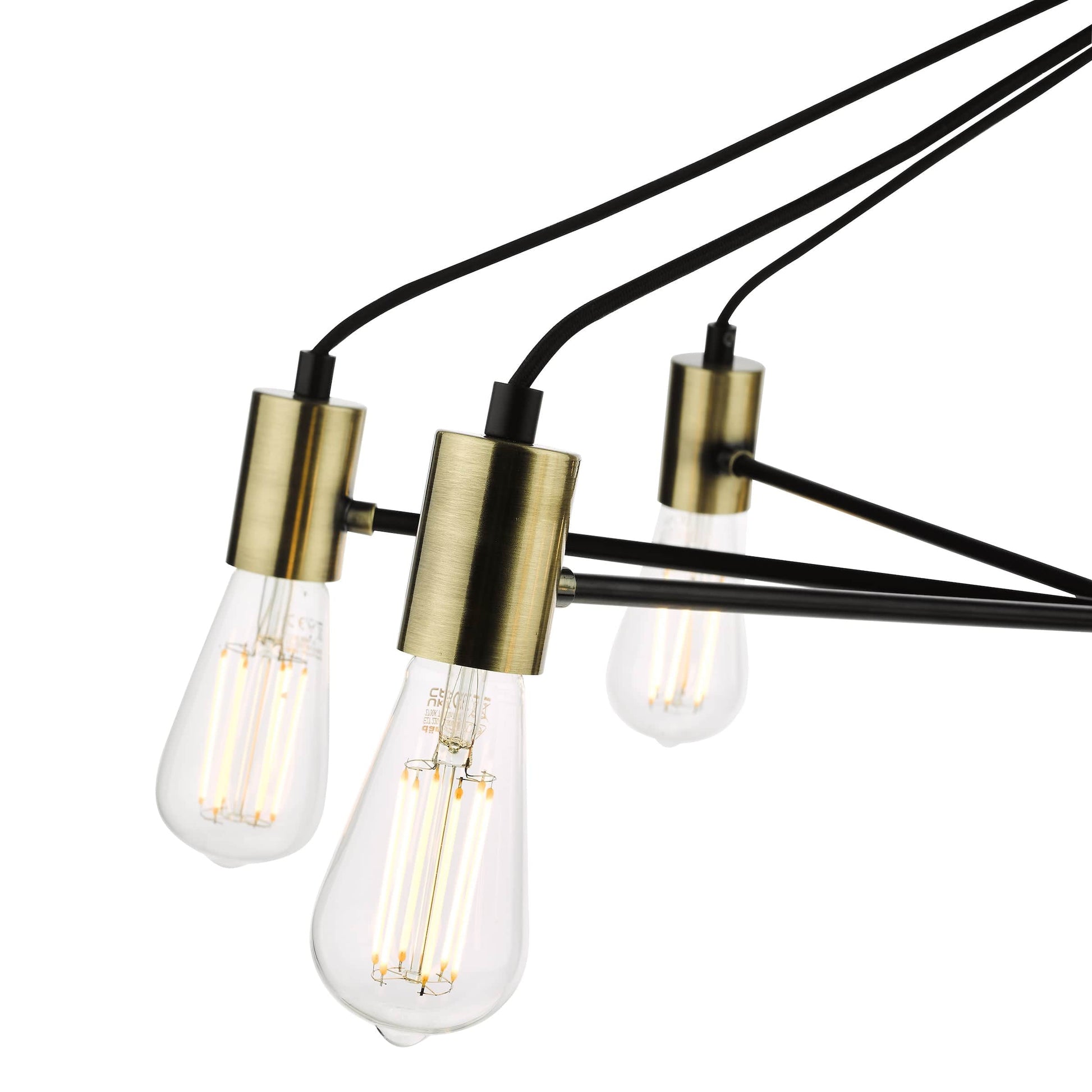 dar lighting Gabriel 8 Light Pendant Satin Black Antique Gold GAB0854