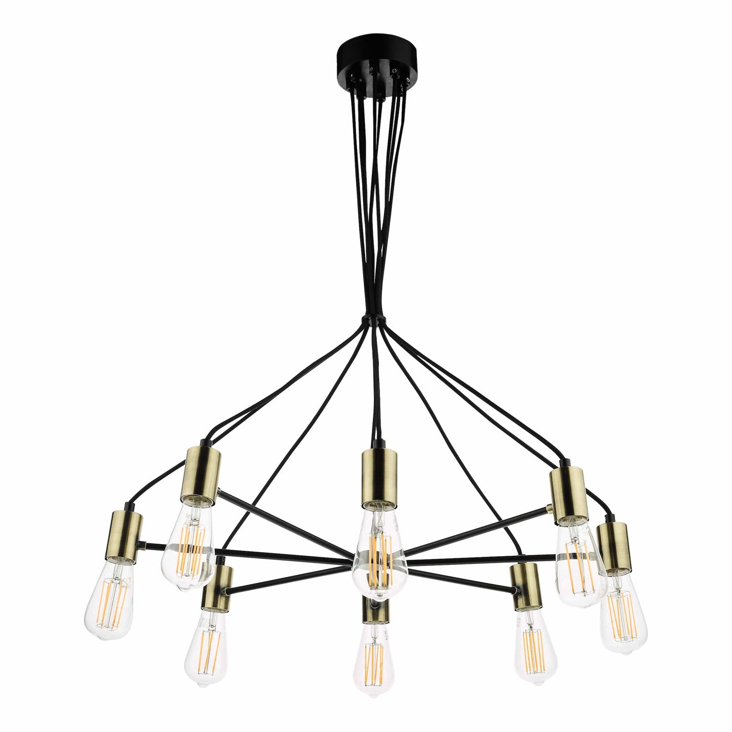 dar lighting Gabriel 8 Light Pendant Satin Black Antique Gold GAB0854