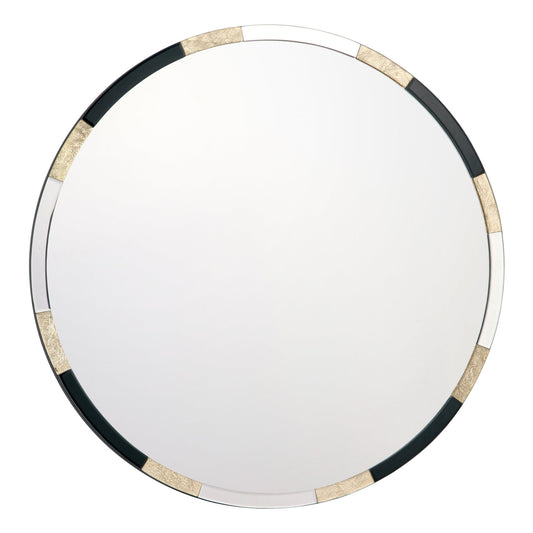 dar lighting Gadany Round Gold Leaf And Black Glass Mirror 80cm 002GAD80