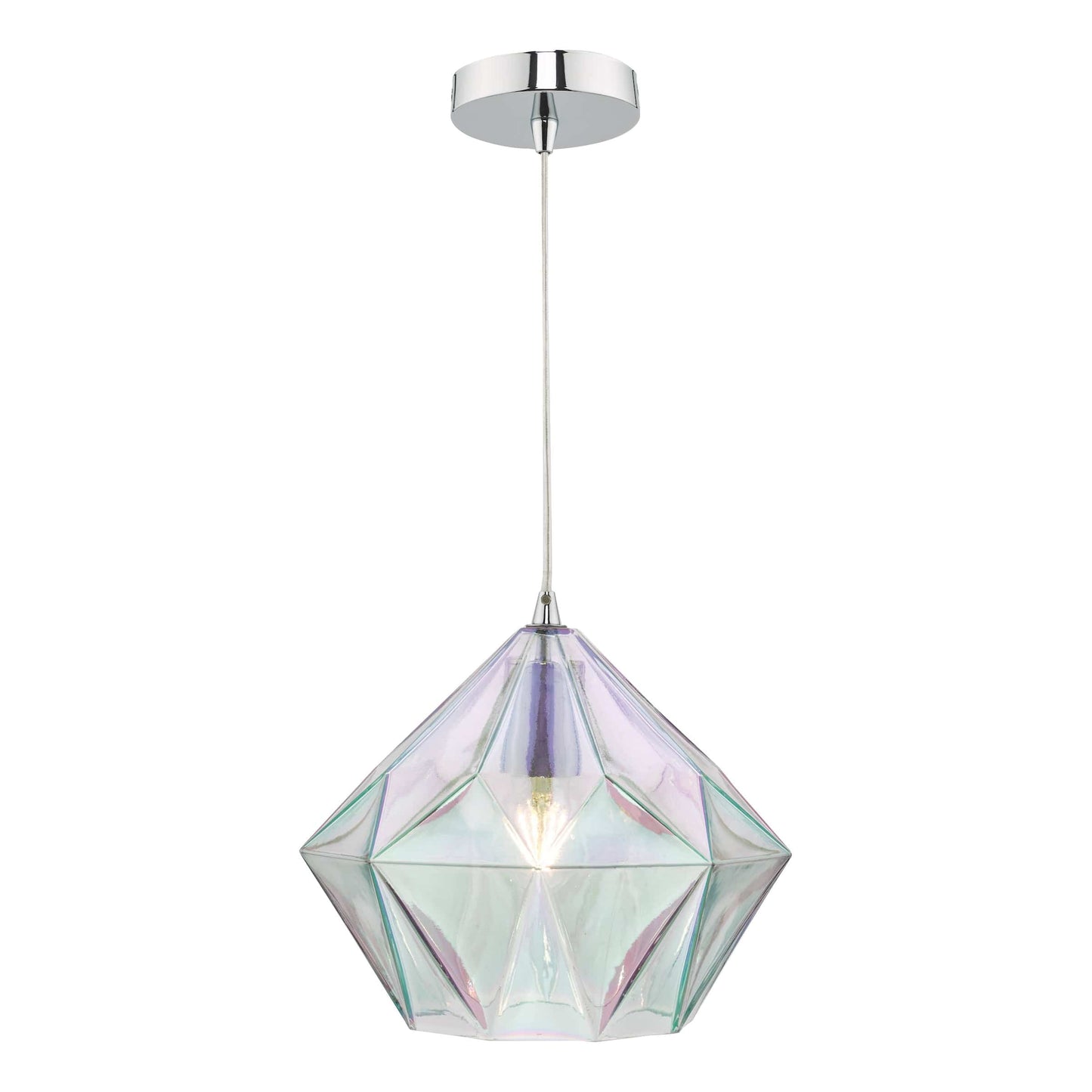 dar lighting Gaia Iridised Glass & Polished Chrome Pendant GAI0150