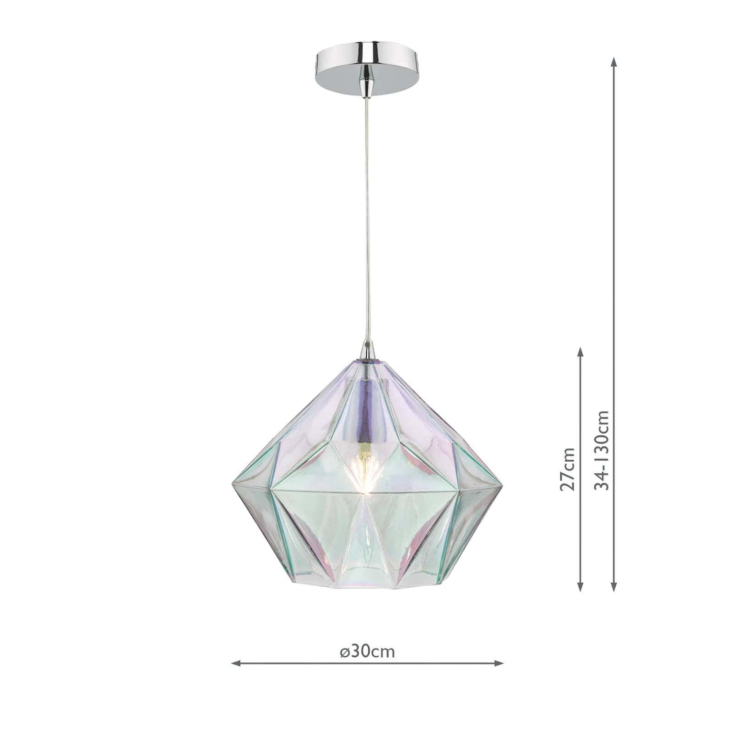 dar lighting Gaia Iridised Glass & Polished Chrome Pendant GAI0150