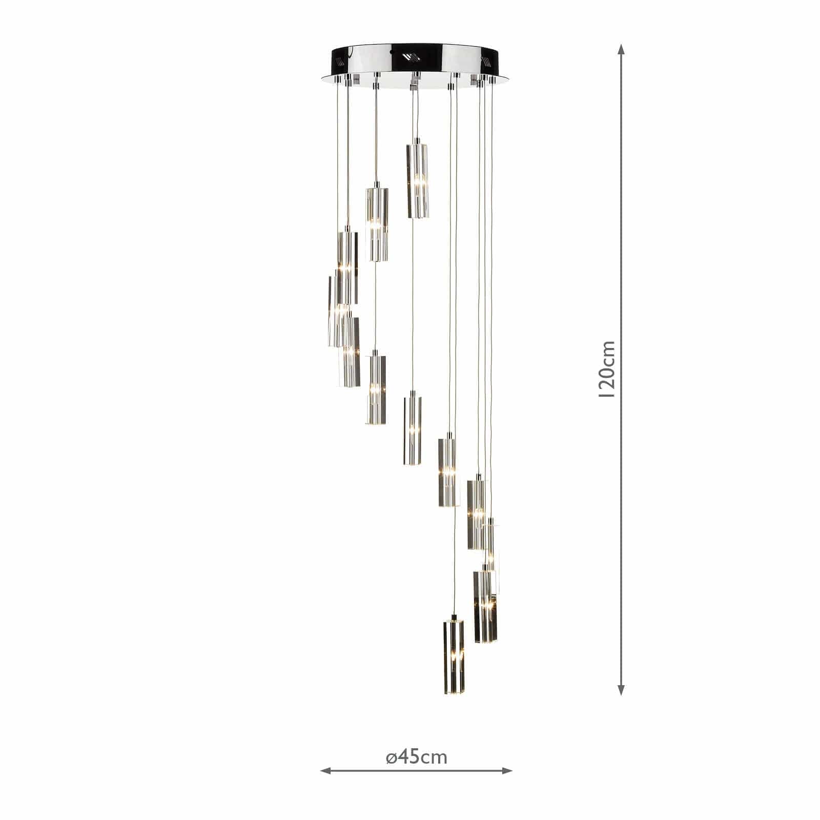 dar lighting Galileo 12 Light Cluster Pendant Polished Chrome Crystal LED GAL1250-LED