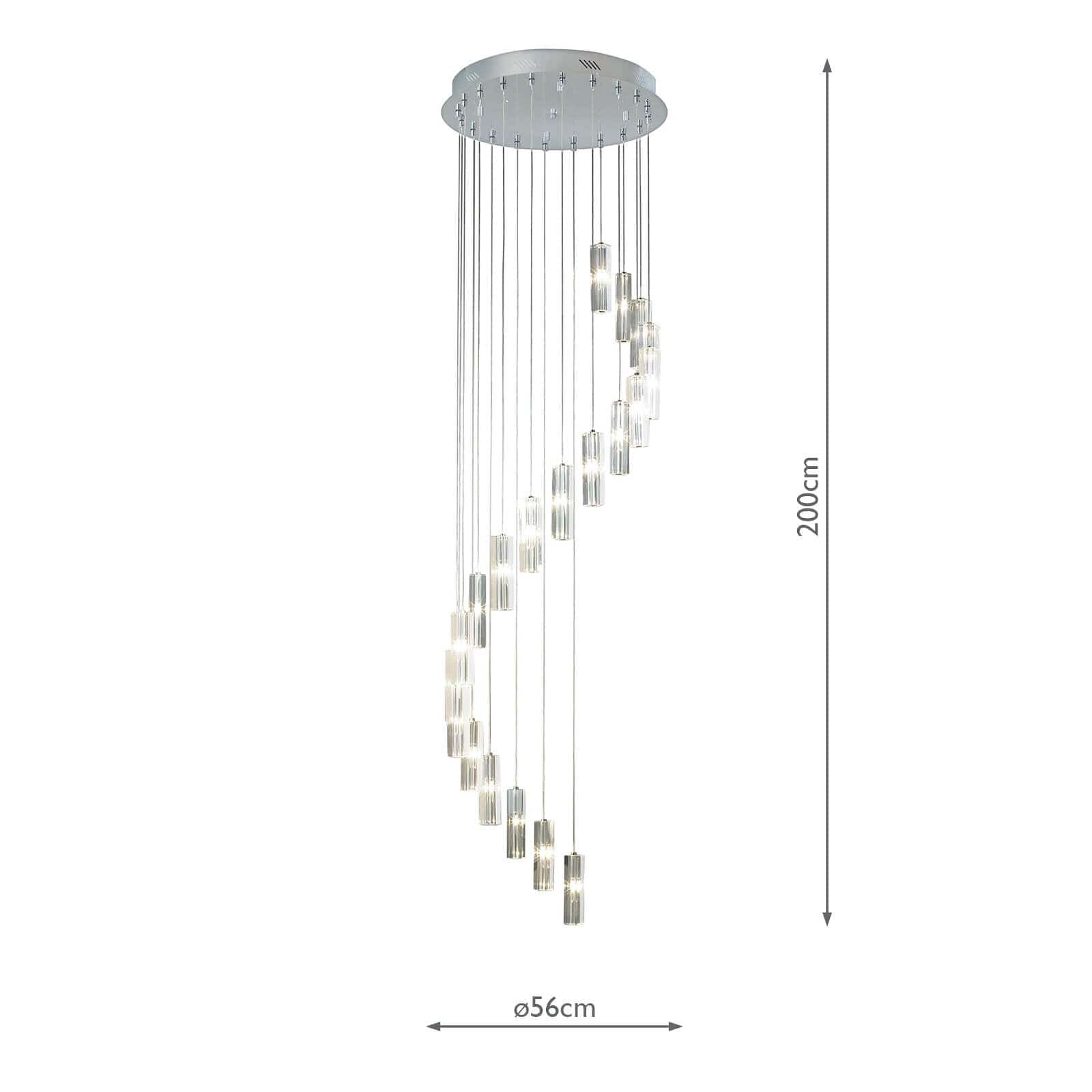 dar lighting Galileo 20 Light Cluster Pendant Polished Chrome Crystal LED - 2M Drop GAL3350-LED