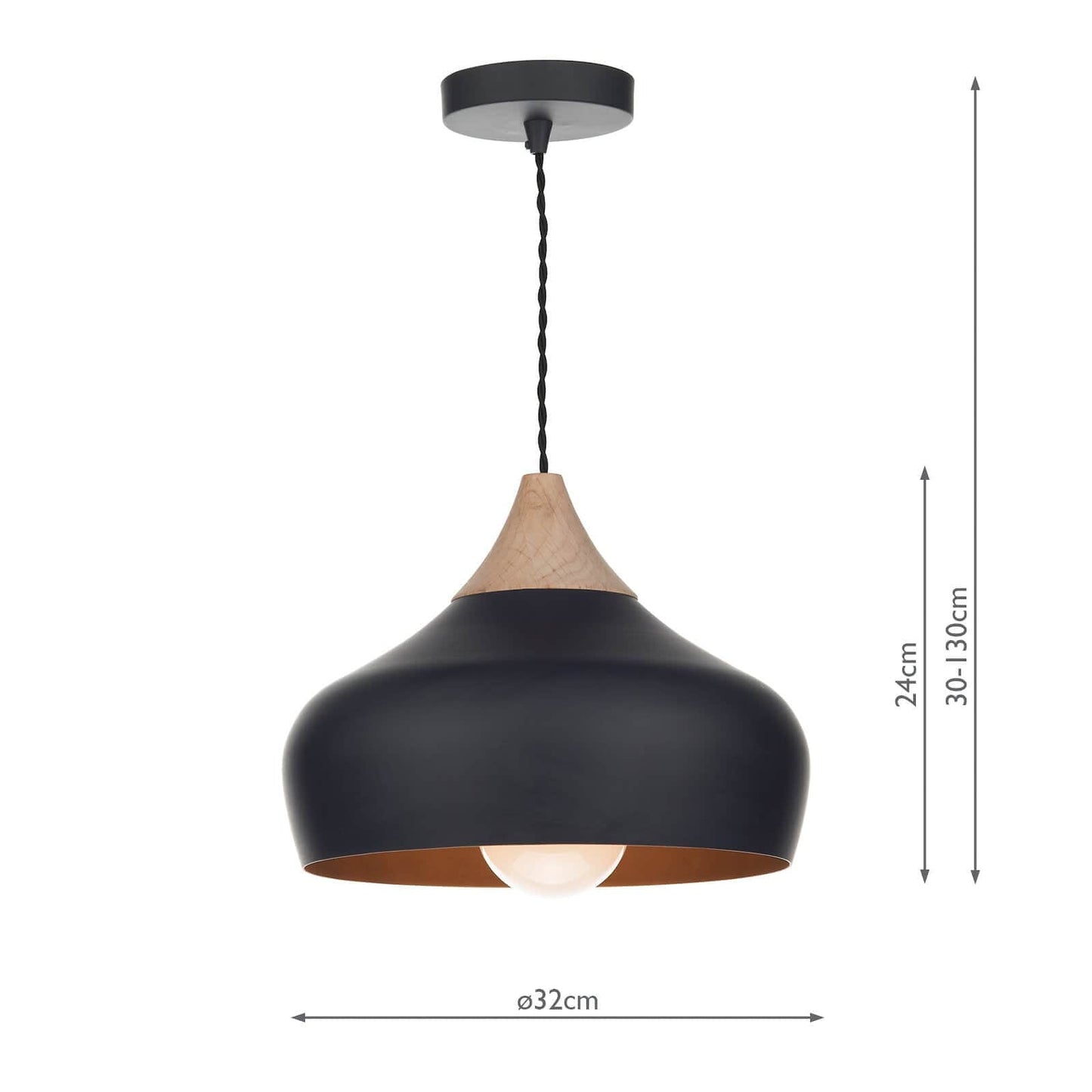 dar lighting Gaucho 1 Light Pendant Black GAU0122