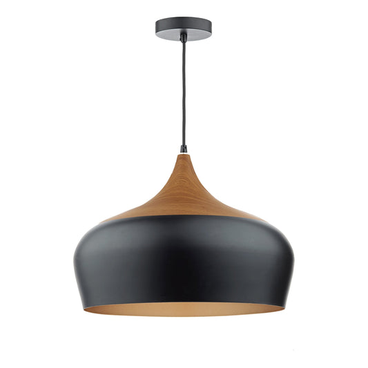 dar lighting Gaucho 1 Light Pendant Black Large GAU8622