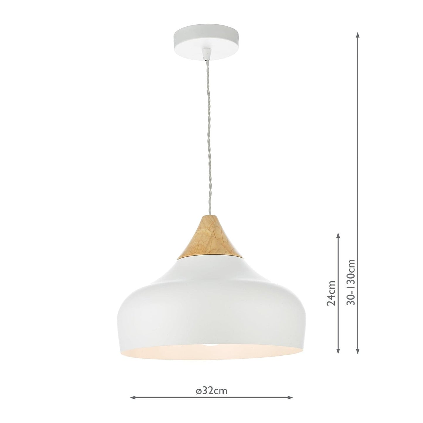 dar lighting Gaucho 1 Light Pendant White GAU0102