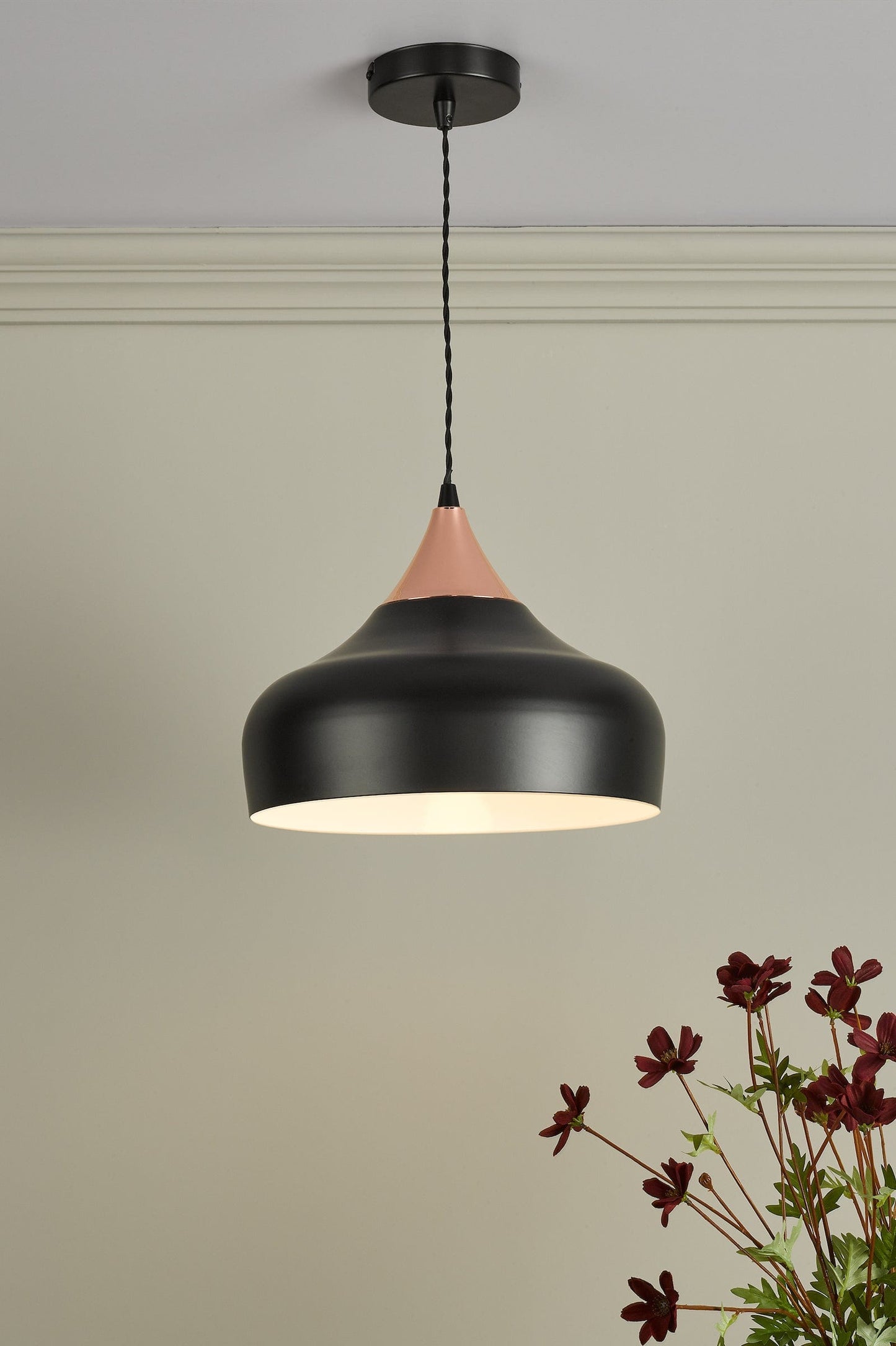 dar lighting Gaucho 1 Light Single Pendant Black And Copper GAU0164