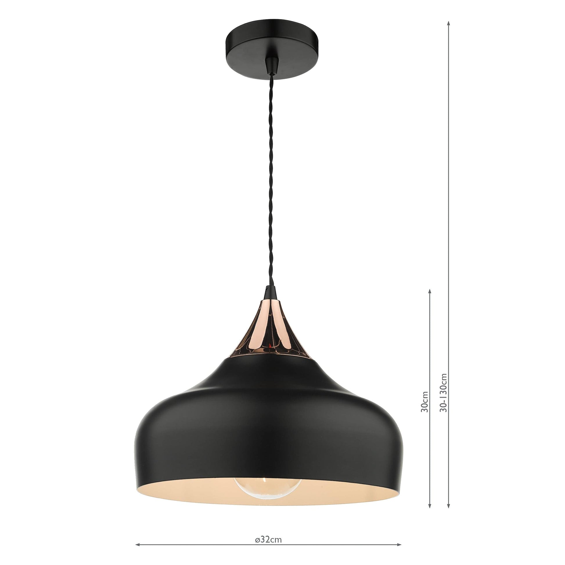 dar lighting Gaucho 1 Light Single Pendant Black And Copper GAU0164