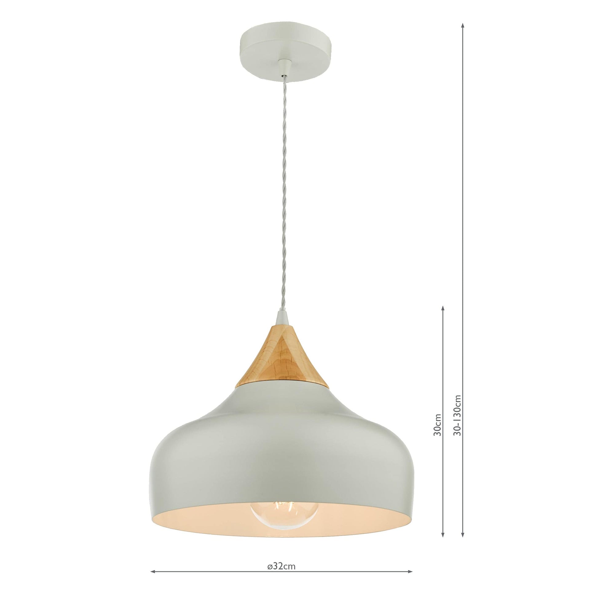 dar lighting Gaucho 1 Light Single Pendant Grey And Wood GAU0139