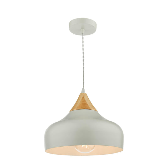 dar lighting Gaucho 1 Light Single Pendant Grey And Wood GAU0139