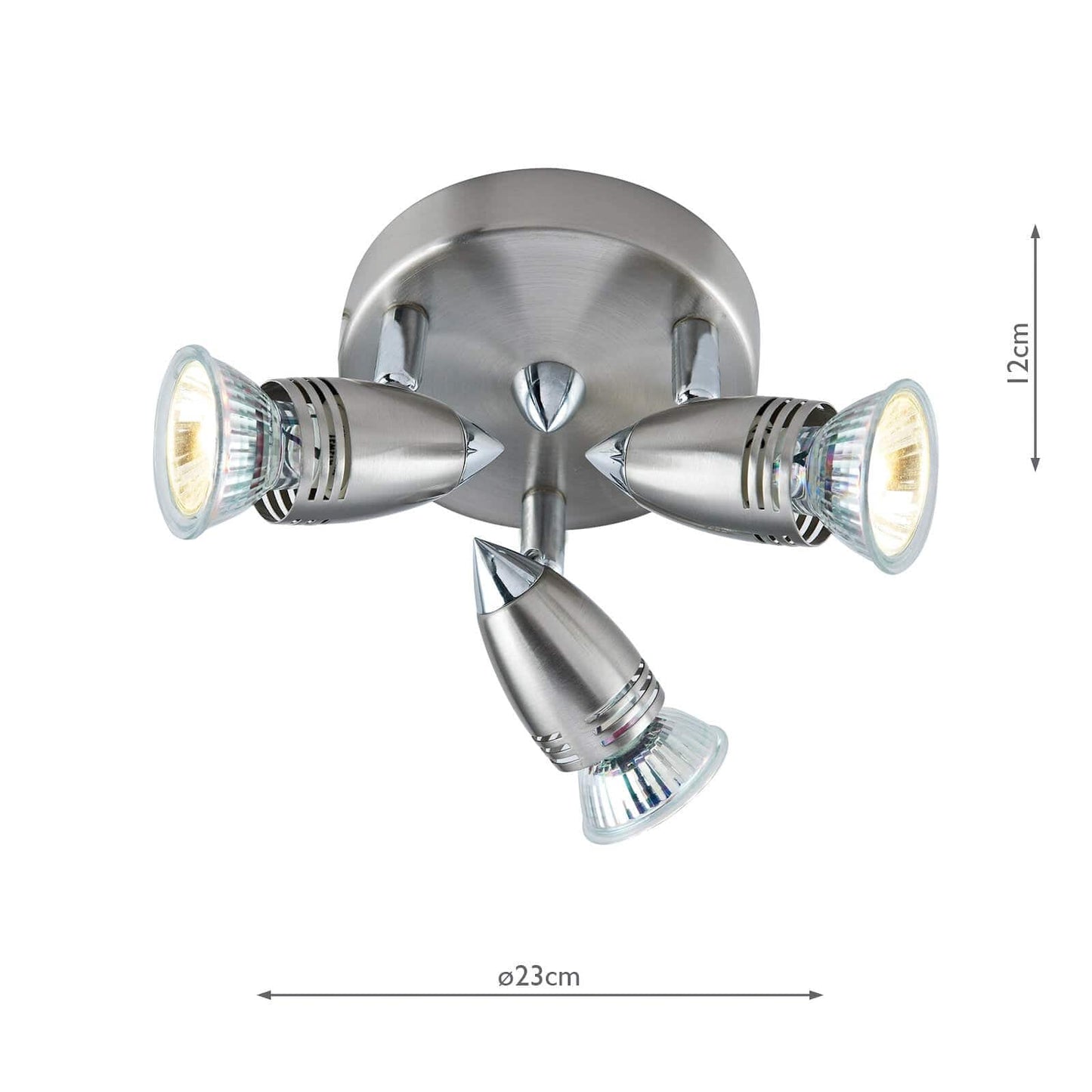 dar lighting Gemini 3 Light Plate Spotlight Satin Chrome (Multipack) GEM7646