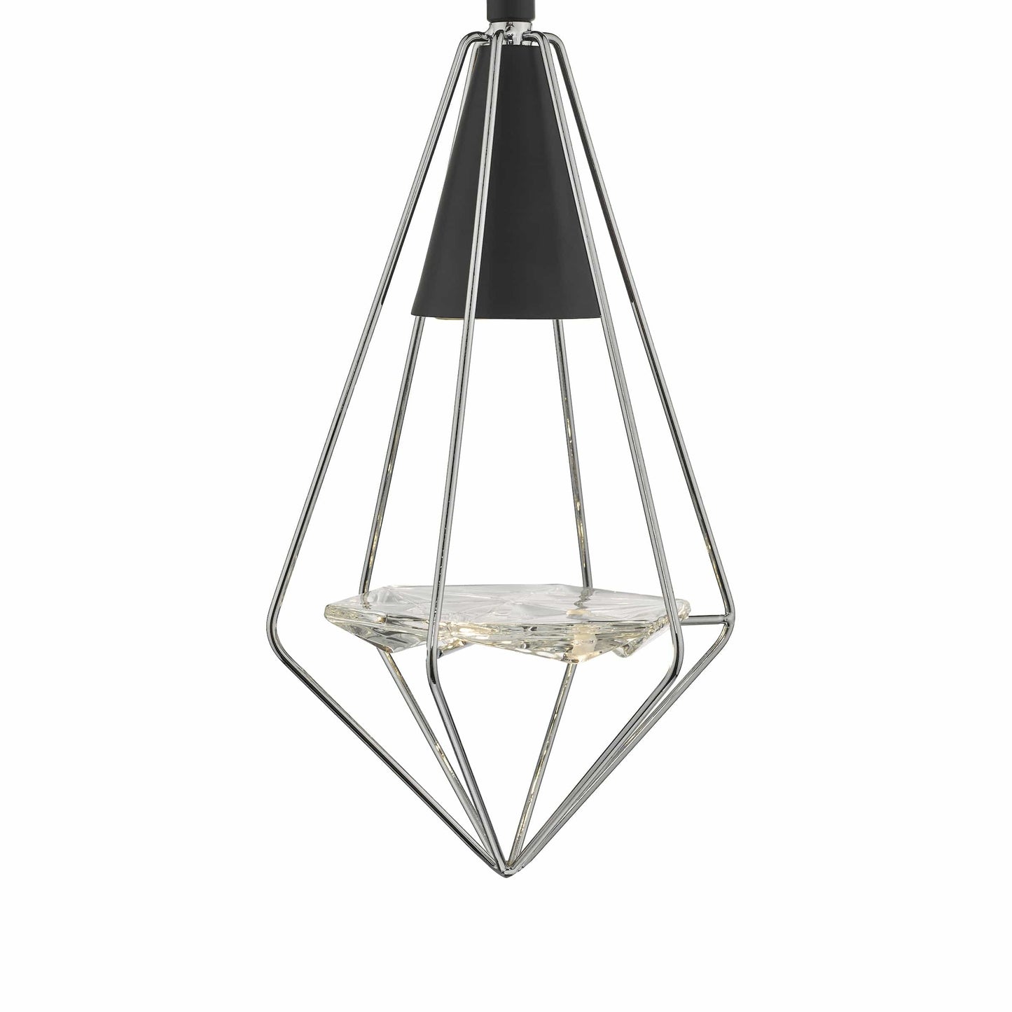 dar lighting Gianni 1 Light Pendant Black, Polished Chrome & Glass GIA0150