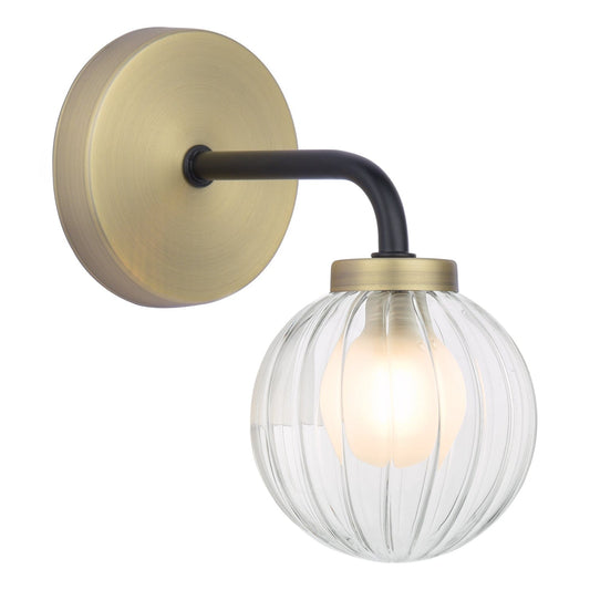 dar lighting Gibbs Wall Light Antique Brass & Glass GIB0754