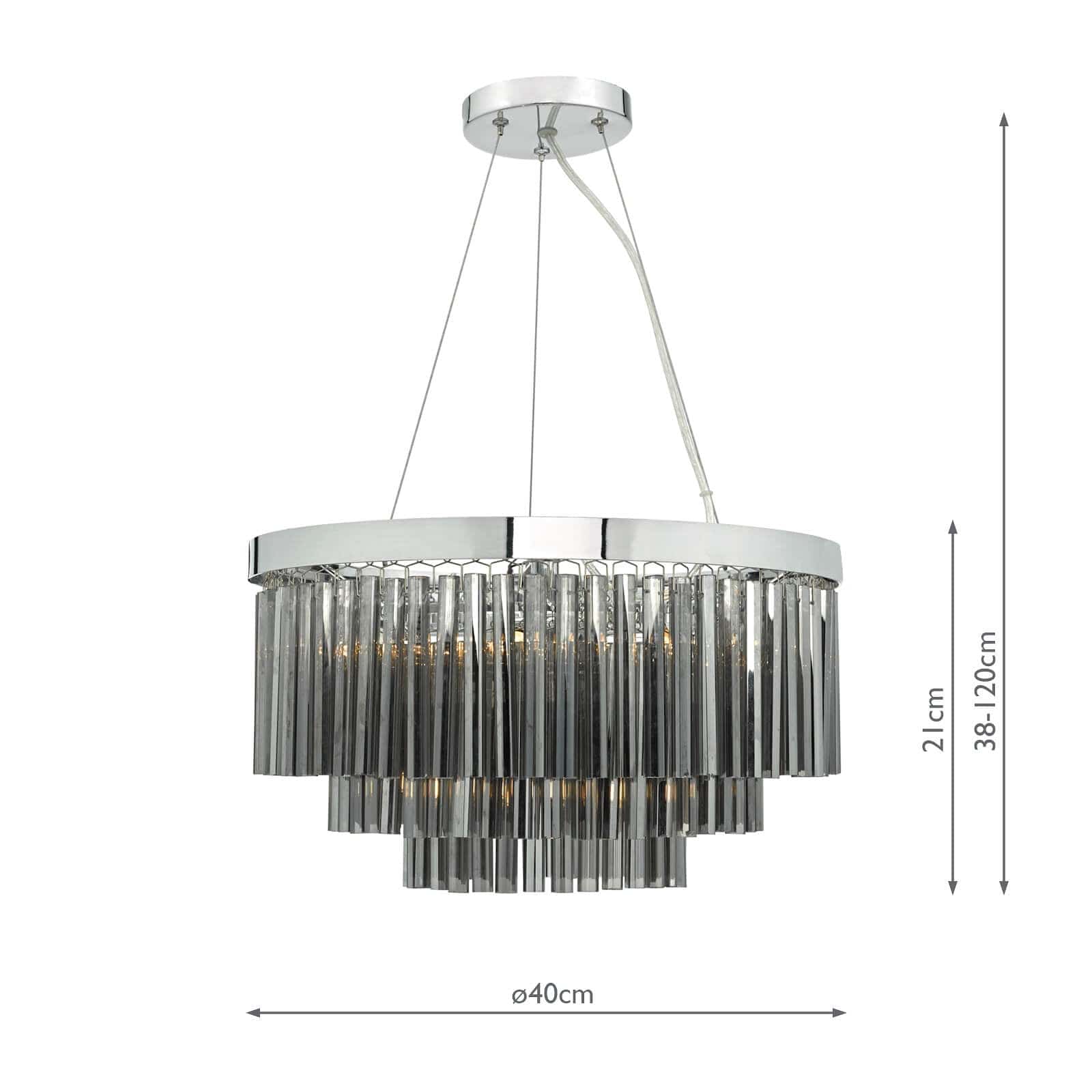 dar lighting Giovana 5 Light Pendant Polished Chrome & Smoked Glass GIO0510