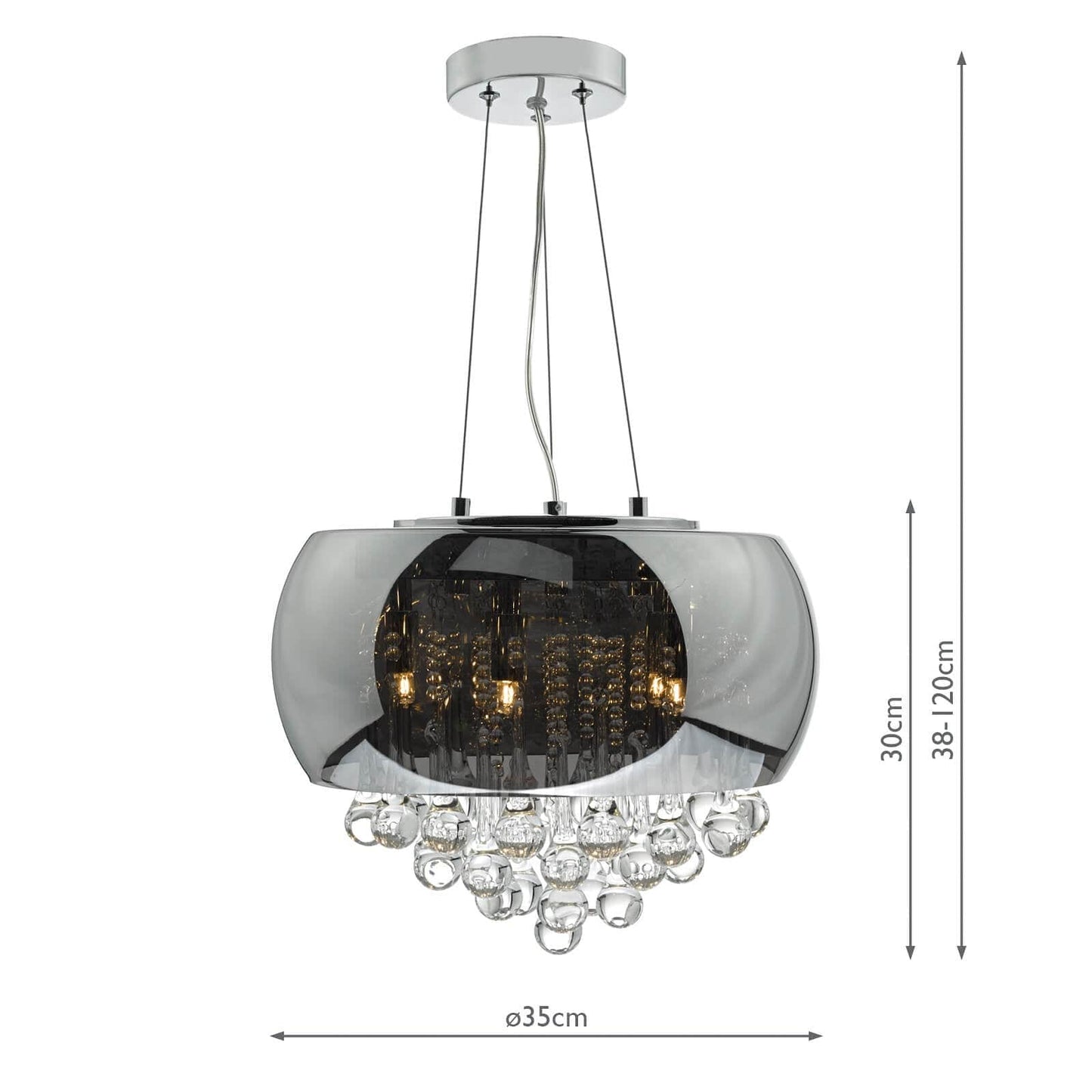 dar lighting Giselle 5 Light Pendant Smoked & Clear Glass GIS0510