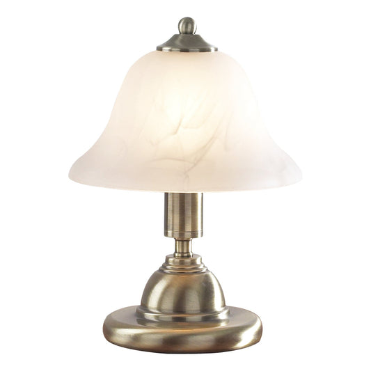dar lighting Gloucester Touch Table Lamp Antique Brass & Glass Shade - Twin Pack GLO4075