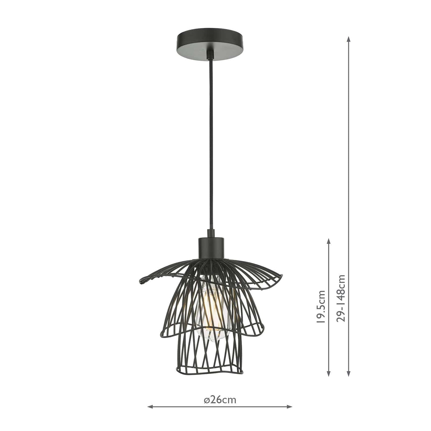 dar lighting Gonzalo Pendant Satin Black GON0122