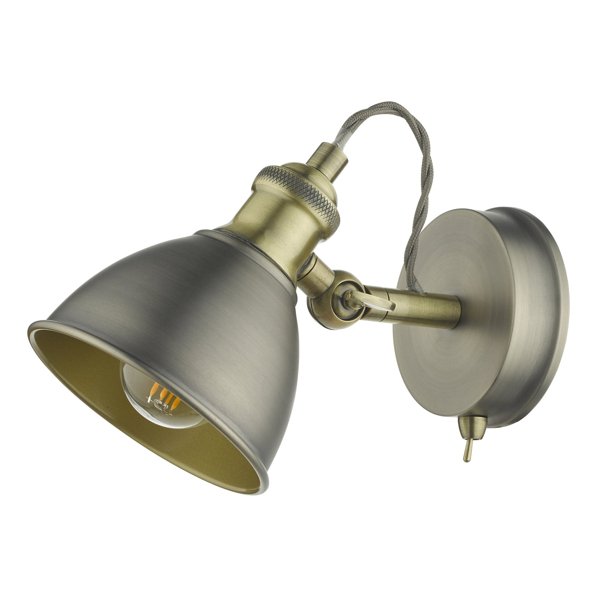 dar lighting Governor Single Wall Spotlight Antique Chrome & Brass GOV0761