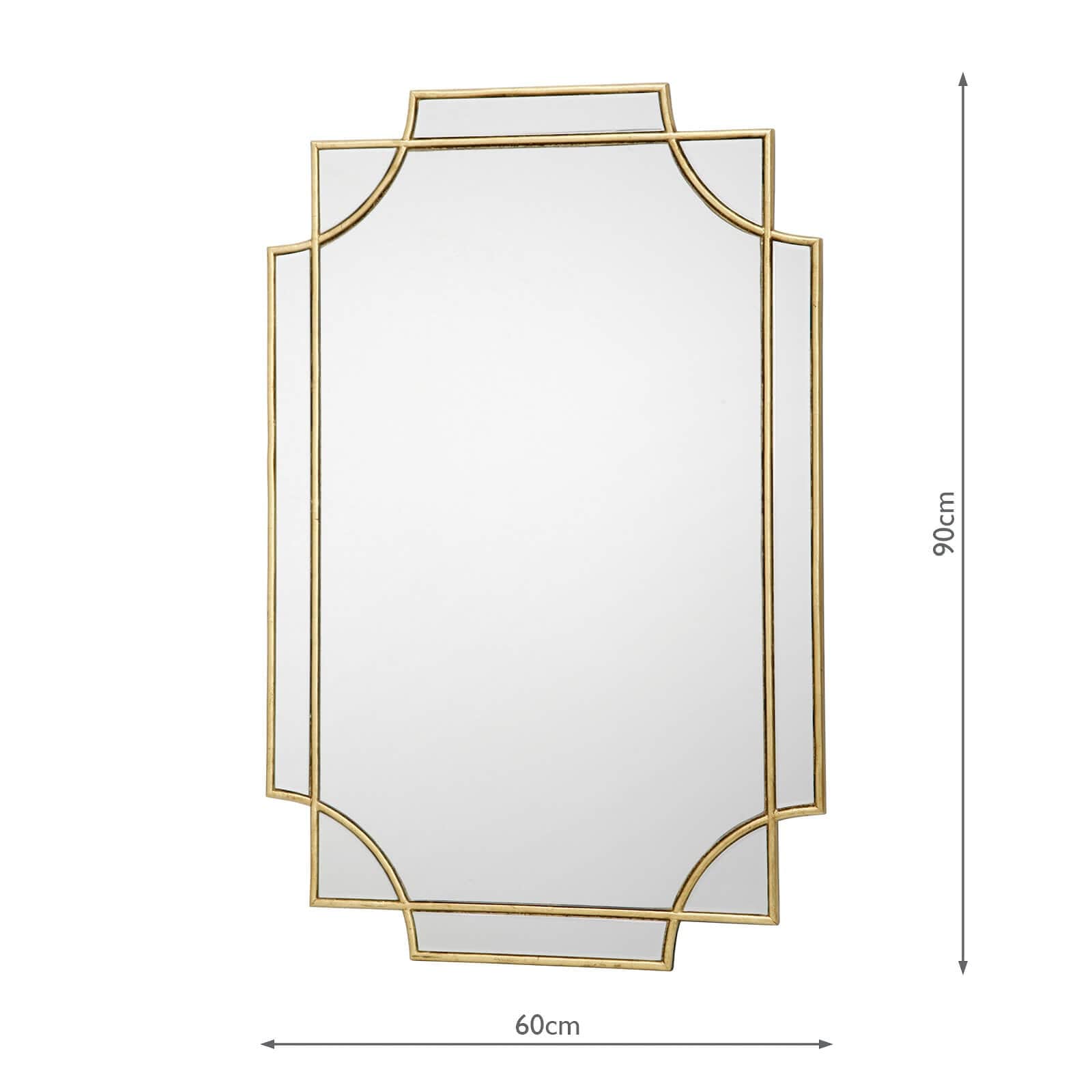 dar lighting Guapo Rectangle Gold Detail Mirror 90 x 60cm 002GUA9060