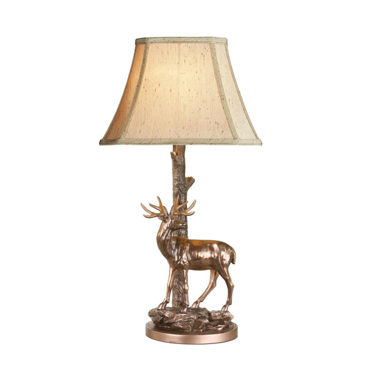 dar lighting Gulliver Deer Table Lamp in Aged Brass With Shade GUL5545-X