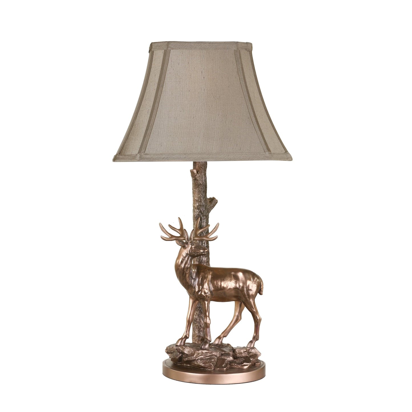 dar lighting Gulliver Deer Table Lamp in Aged Brass With Shade GUL5545-X
