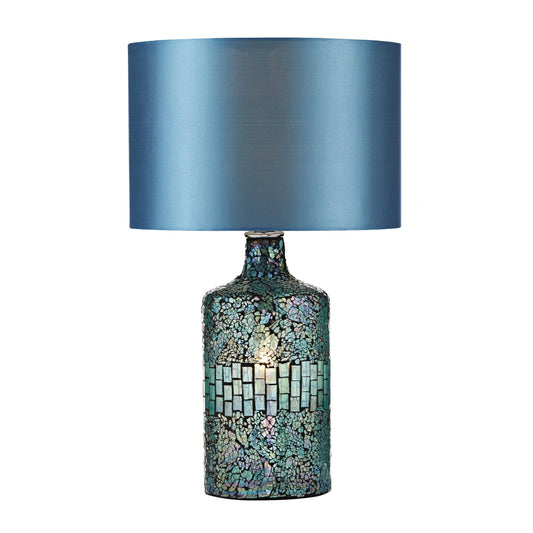 dar lighting Guru Table Lamp Blue Mosaic Dual Source With Shade GUR4223