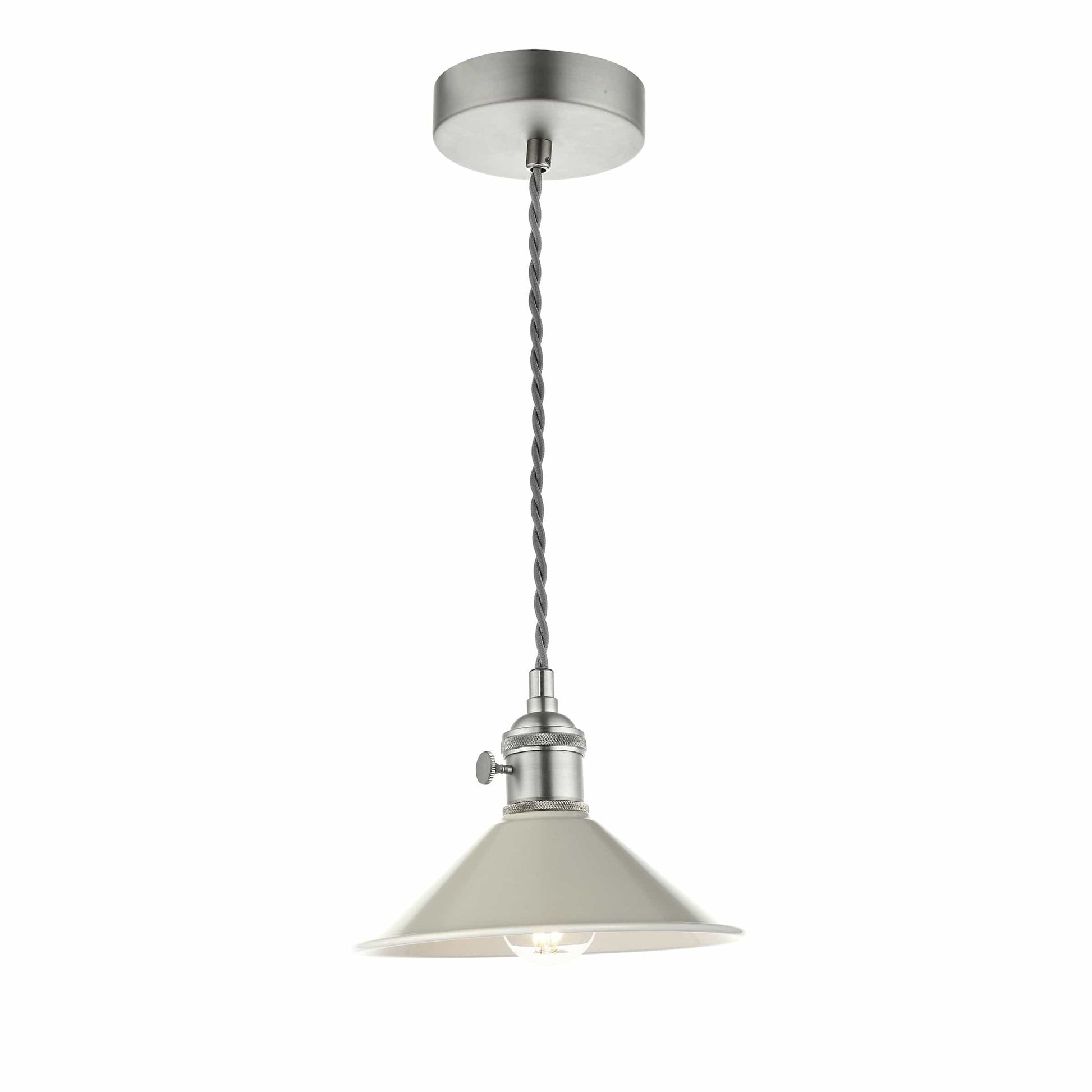 dar lighting Hadano 1 Light Pendant Antique Chrome With Cashmere Shade HAD0161-06
