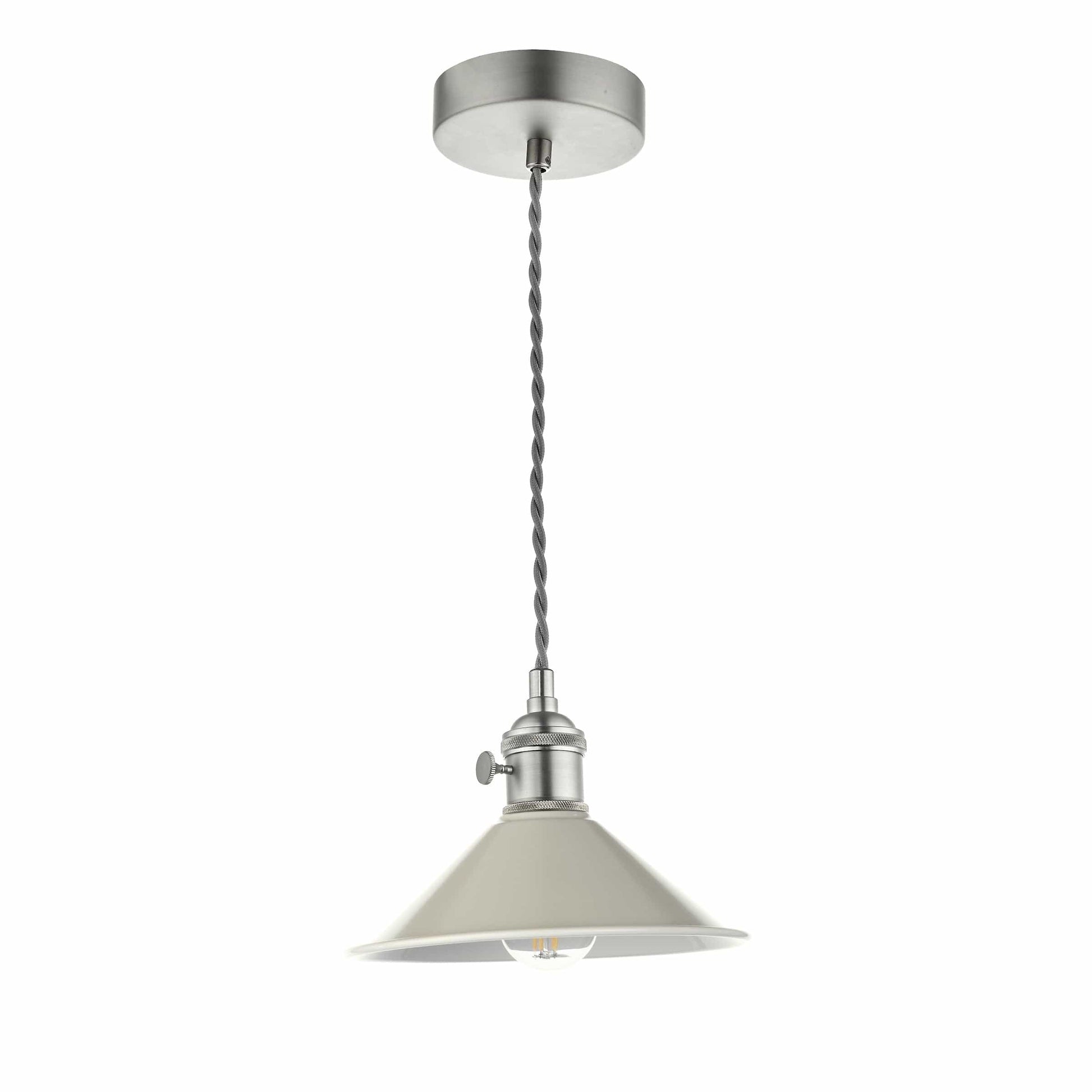 dar lighting Hadano 1 Light Pendant Antique Chrome With Cashmere Shade HAD0161-06