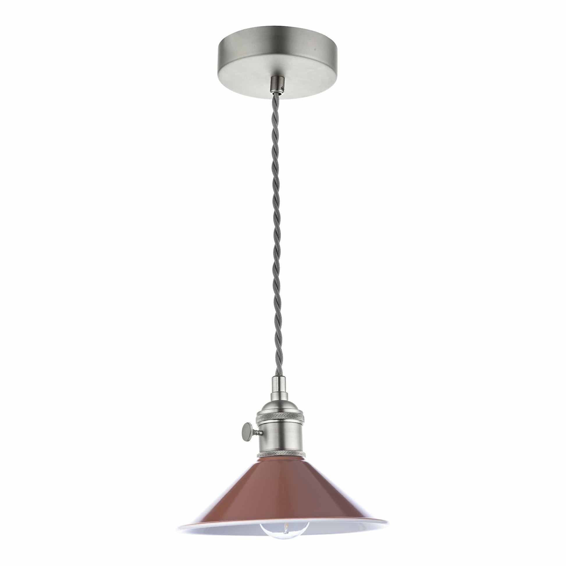 dar lighting Hadano 1 Light Pendant Antique Chrome With Umber Shade HAD0161-08