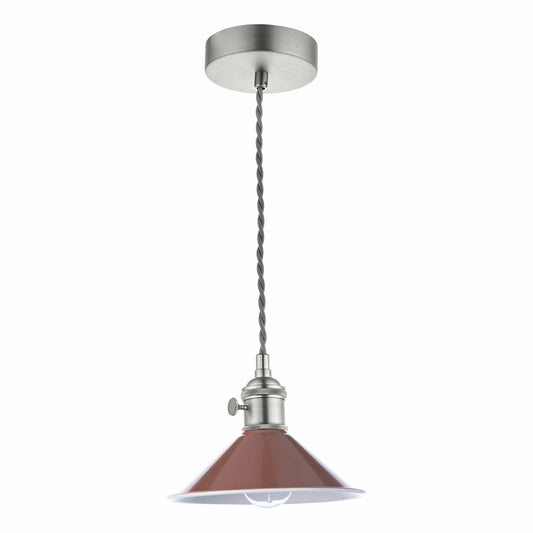 dar lighting Hadano 1 Light Pendant Antique Chrome With Umber Shade HAD0161-08