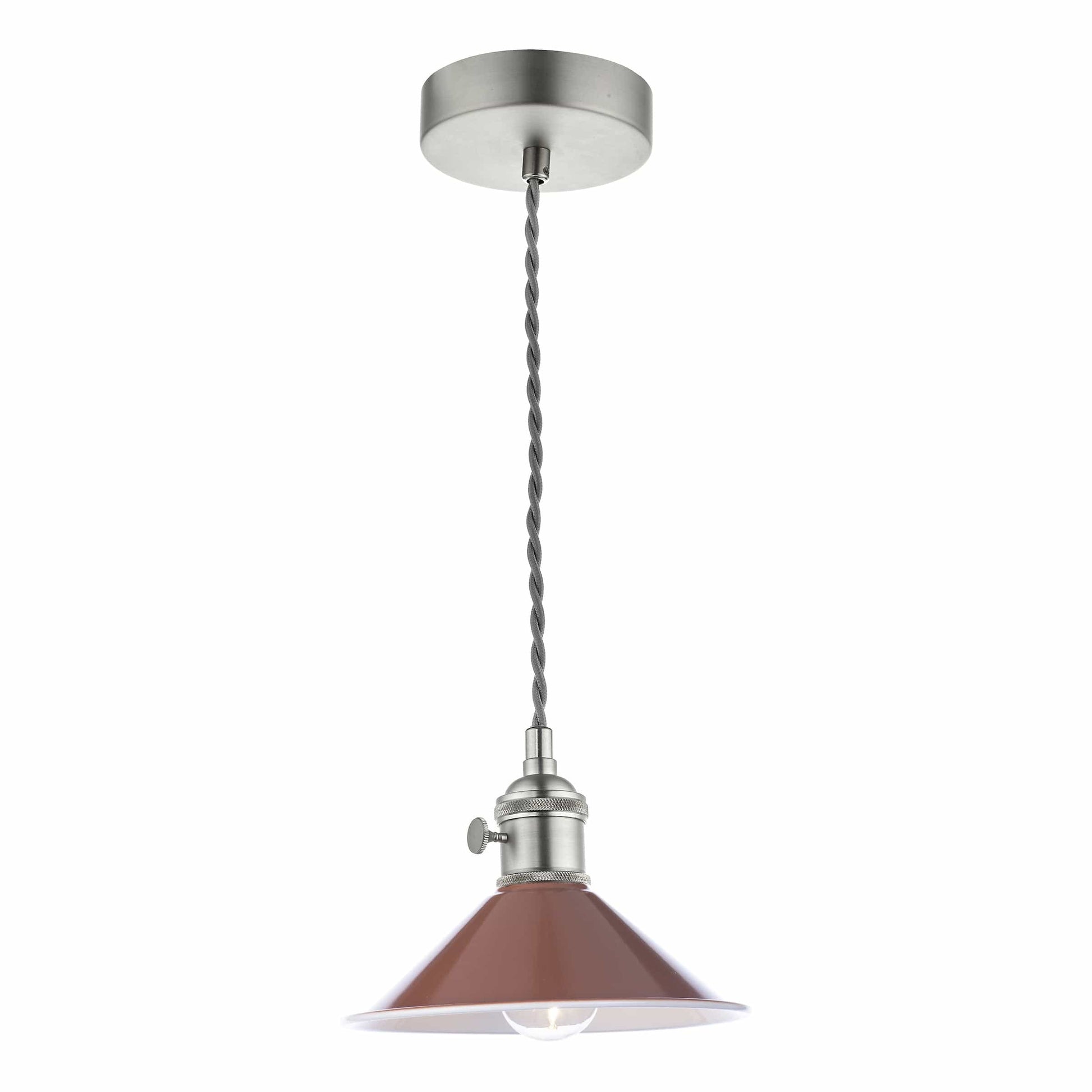 dar lighting Hadano 1 Light Pendant Antique Chrome With Umber Shade HAD0161-08