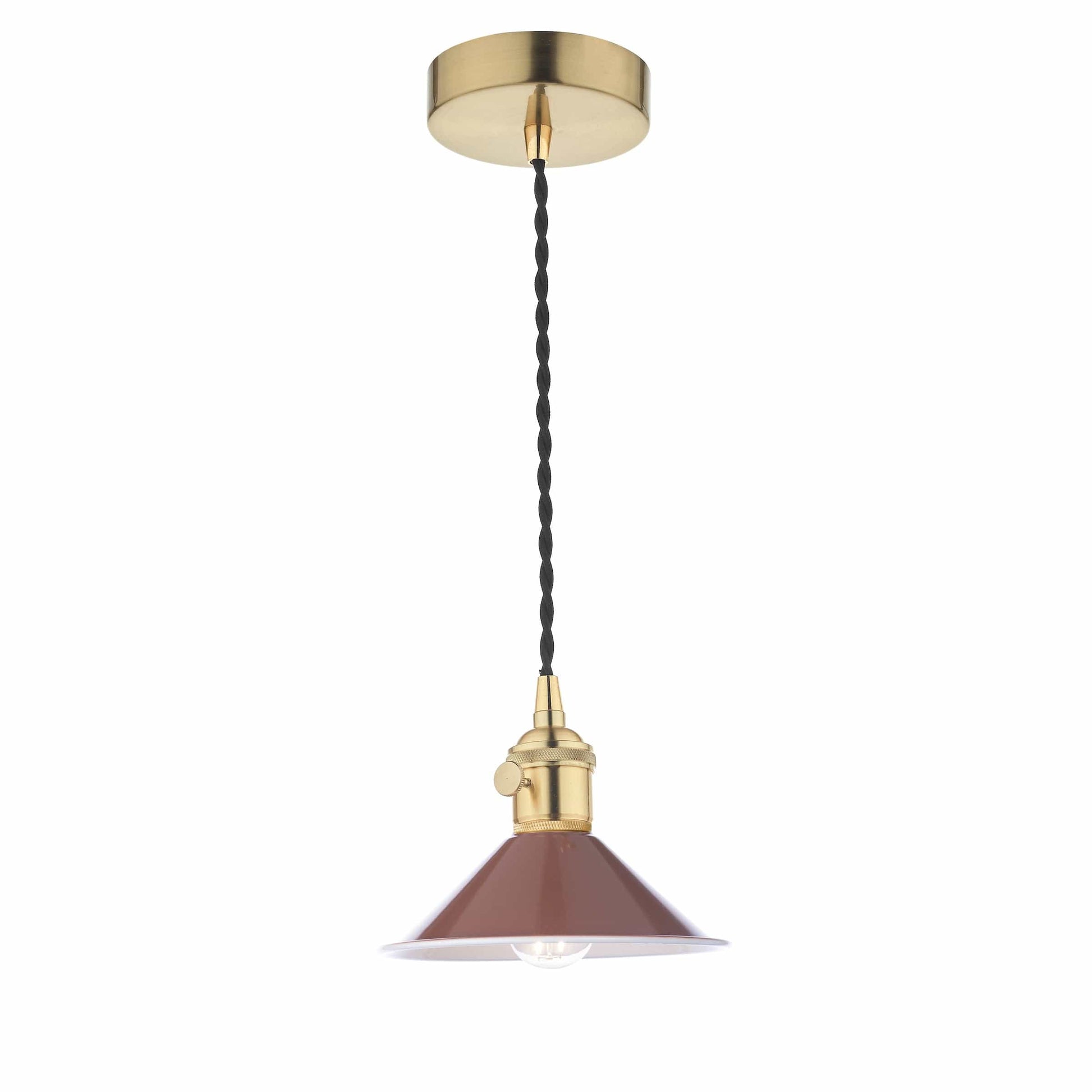 dar lighting Hadano 1 Light Pendant Natural Brass With Umber Shade HAD0140-08