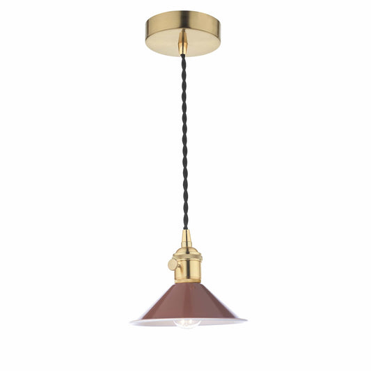 dar lighting Hadano 1 Light Pendant Natural Brass With Umber Shade HAD0140-08