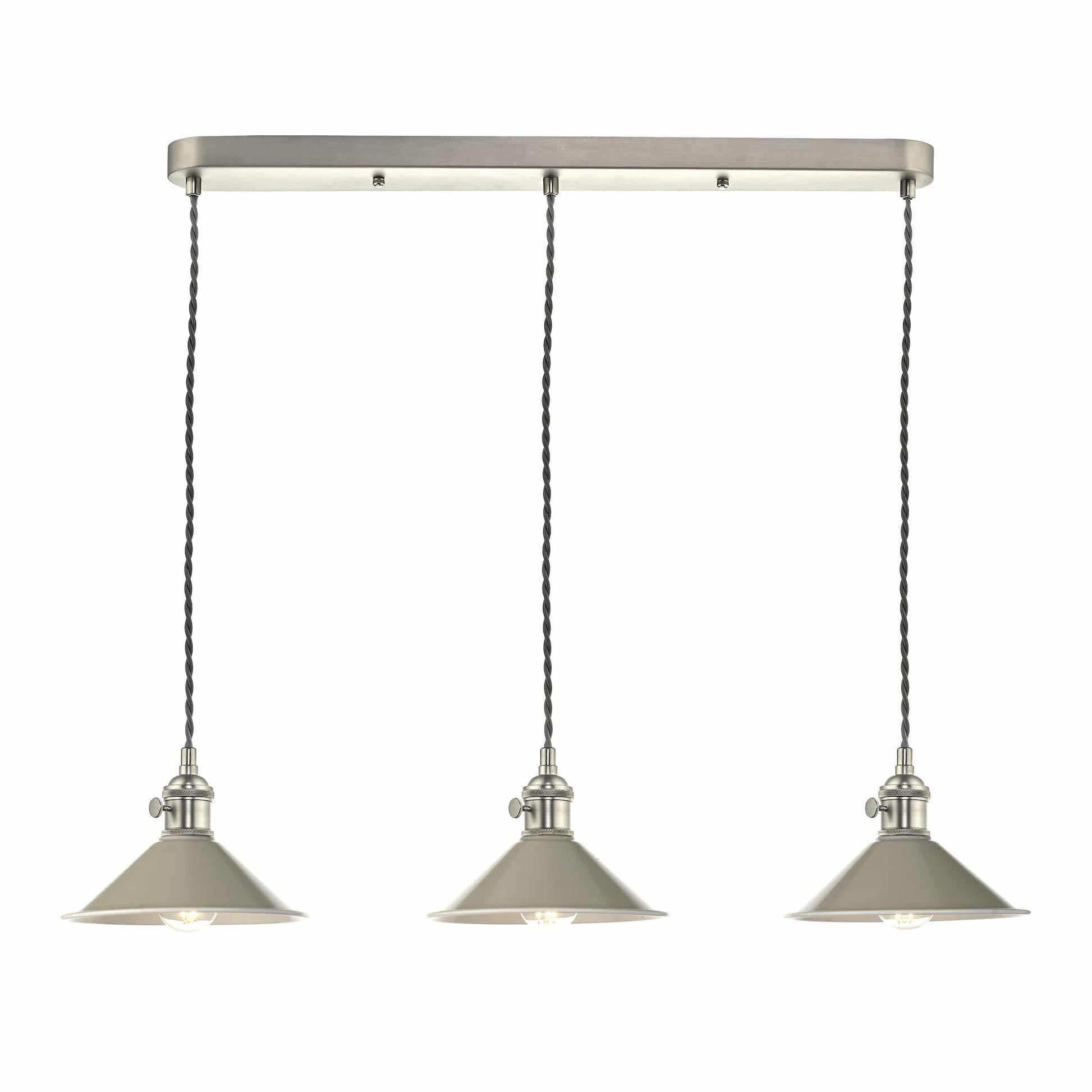 dar lighting Hadano 3 Light Antique Chrome Suspension With Cashmere Shades HAD3661-06