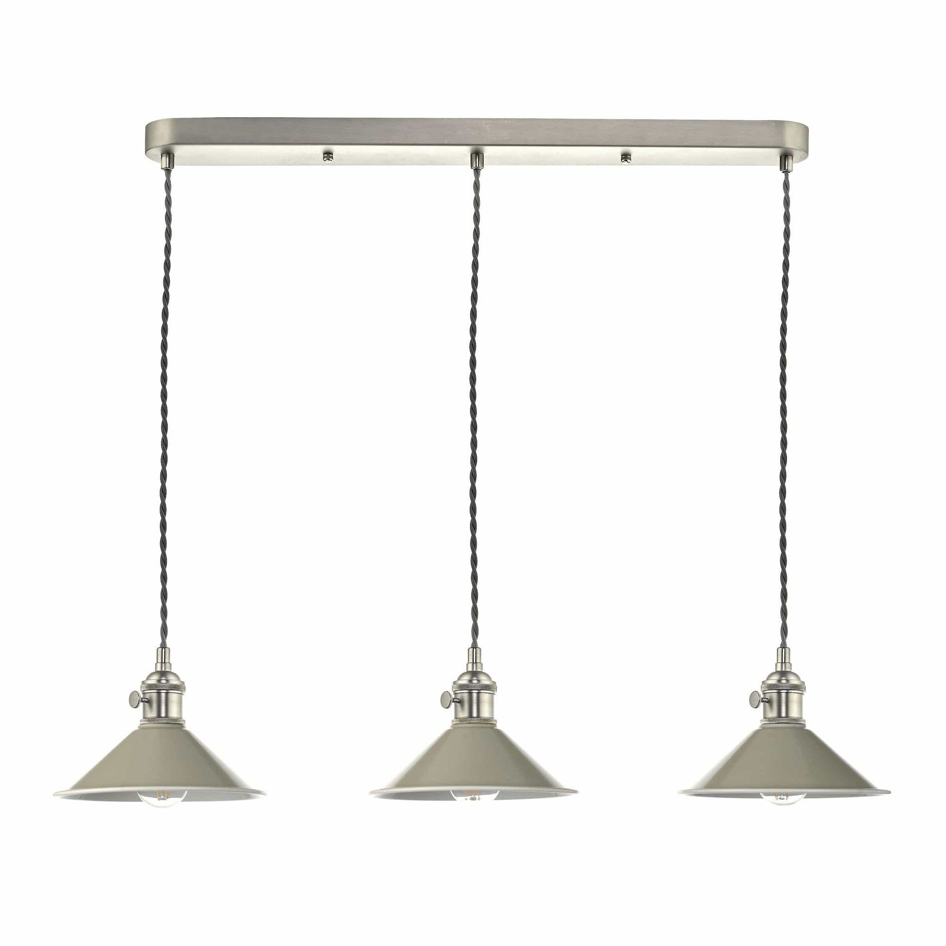 dar lighting Hadano 3 Light Antique Chrome Suspension With Cashmere Shades HAD3661-06