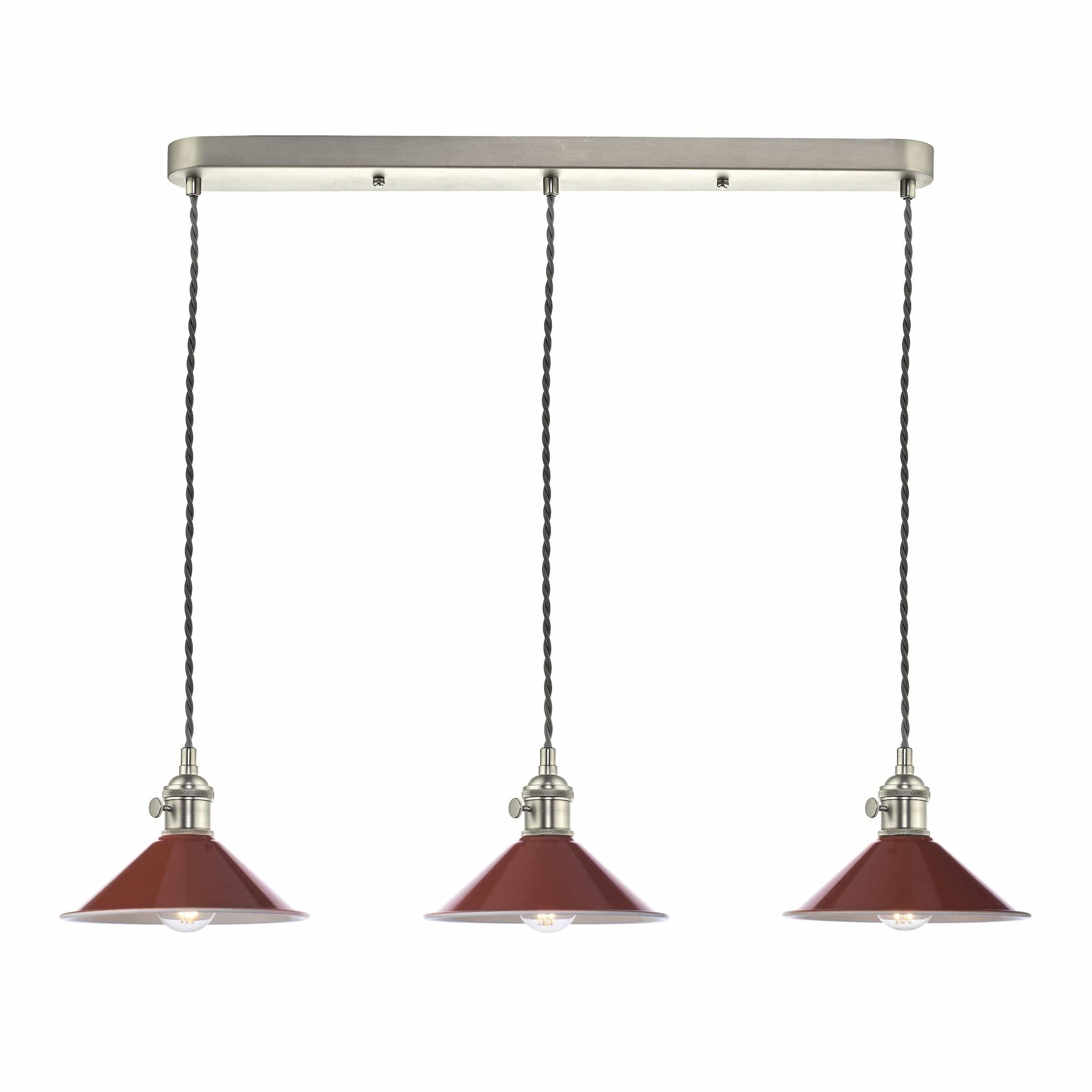 dar lighting Hadano 3 Light Antique Chrome Suspension With Umber Shades HAD3661-08