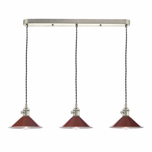 dar lighting Hadano 3 Light Antique Chrome Suspension With Umber Shades HAD3661-08