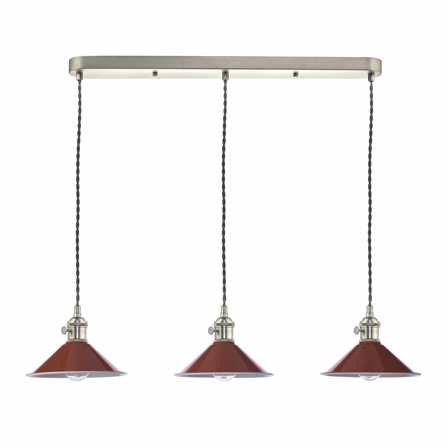 dar lighting Hadano 3 Light Antique Chrome Suspension With Umber Shades HAD3661-08