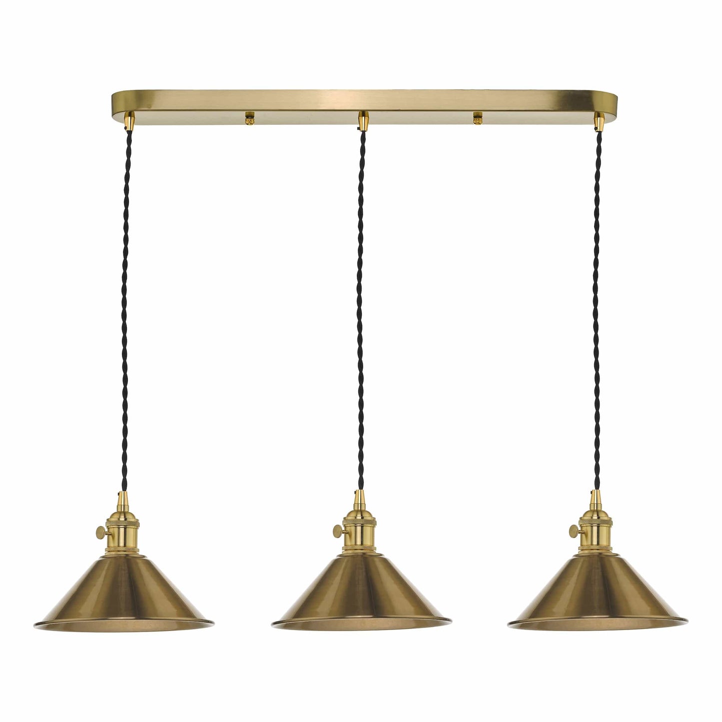 dar lighting Hadano 3 Light Brass Suspension With Aged Brass Shades HAD3640-01