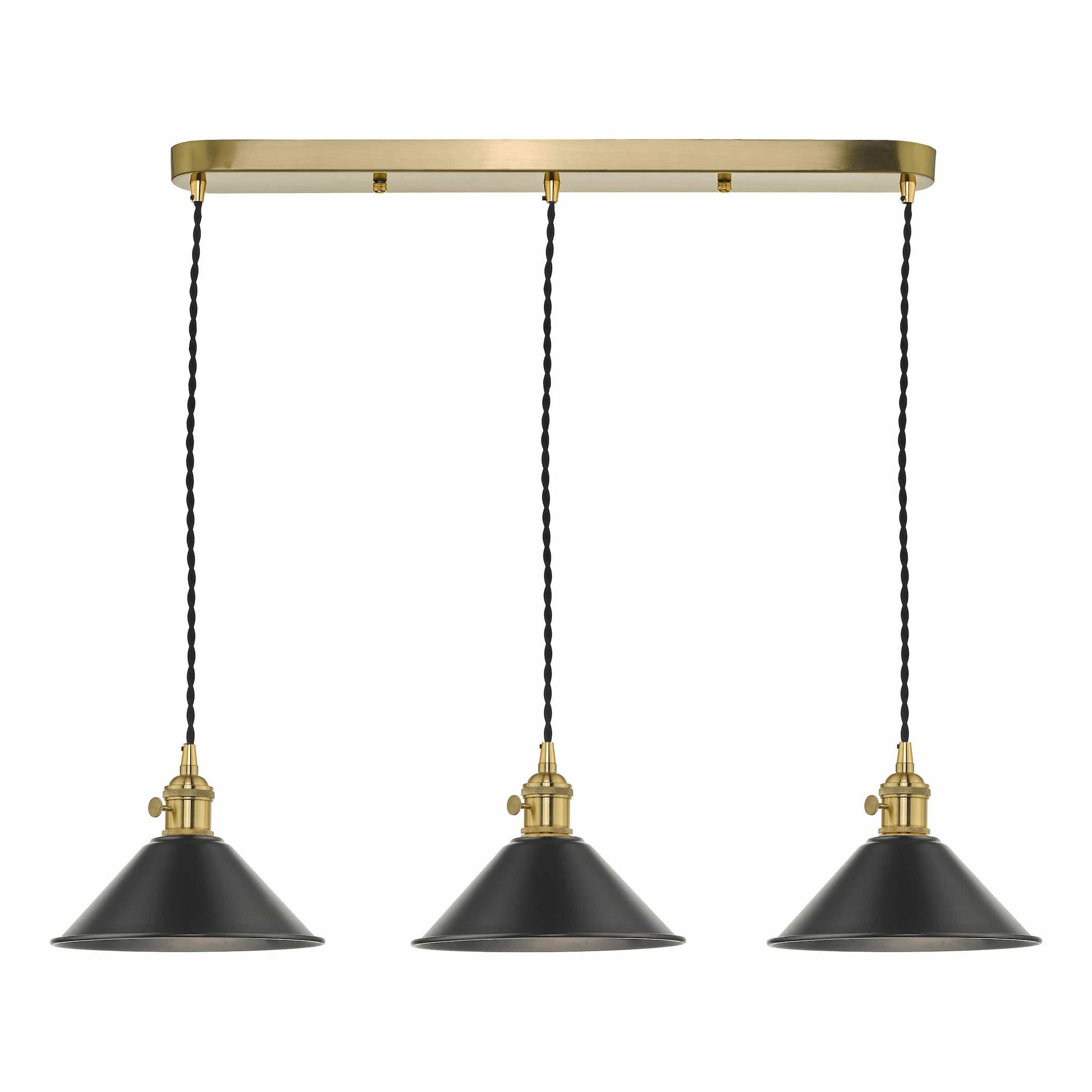 dar lighting Hadano 3 Light Brass Suspension With Antique Pewter Shades HAD3640-02