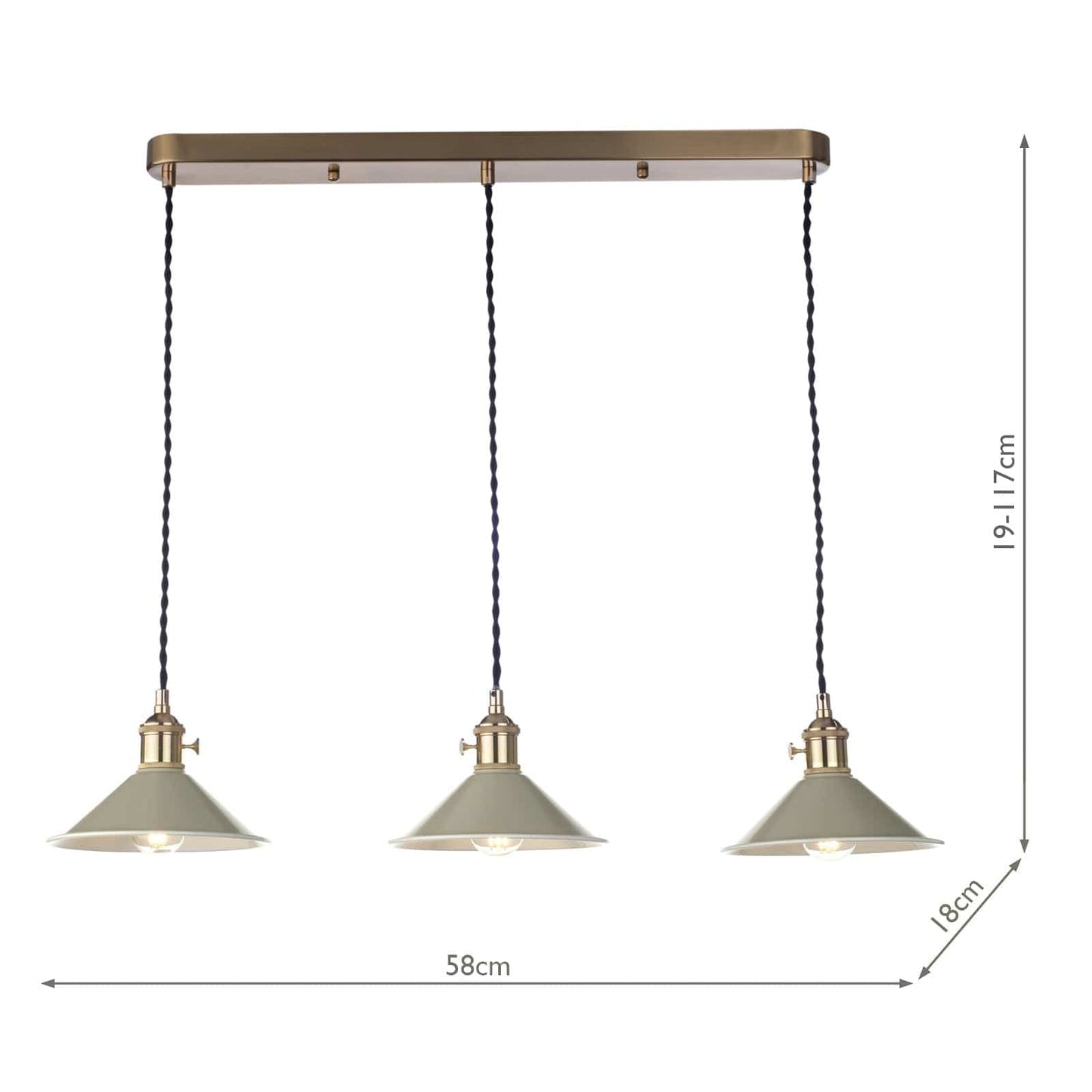 dar lighting Hadano 3 Light Brass Suspension With Cashmere Shades HAD3640-06