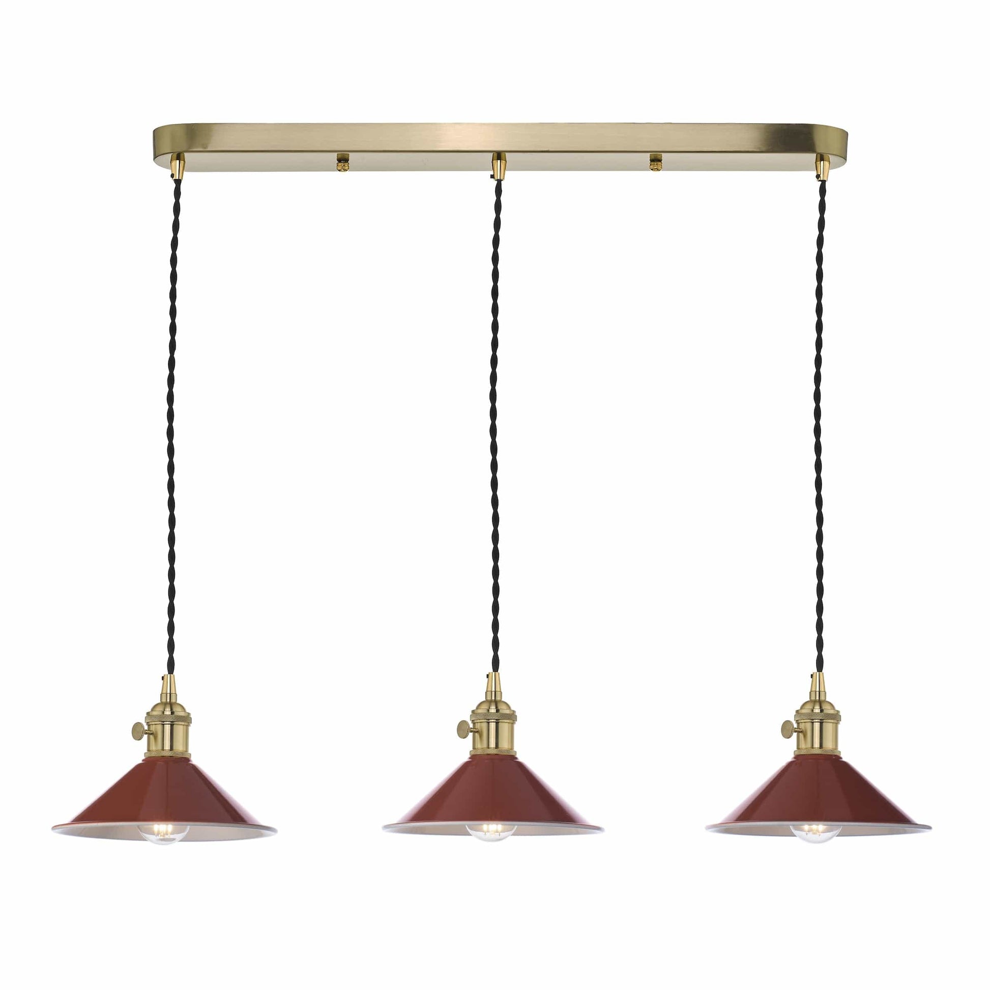 dar lighting Hadano 3 Light Brass Suspension With Umber Shades HAD3640-08