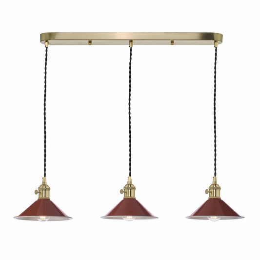 dar lighting Hadano 3 Light Brass Suspension With Umber Shades HAD3640-08