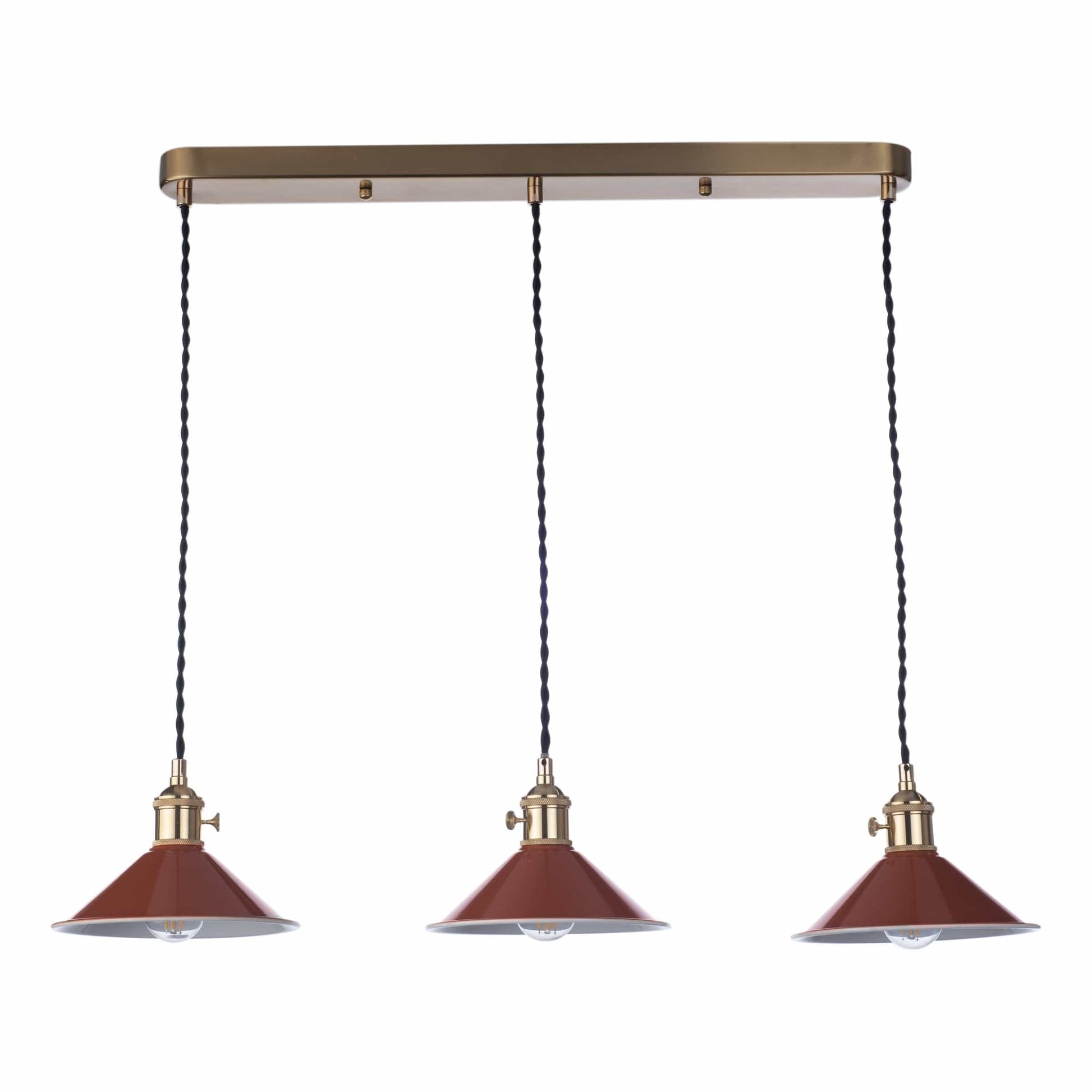 dar lighting Hadano 3 Light Brass Suspension With Umber Shades HAD3640-08