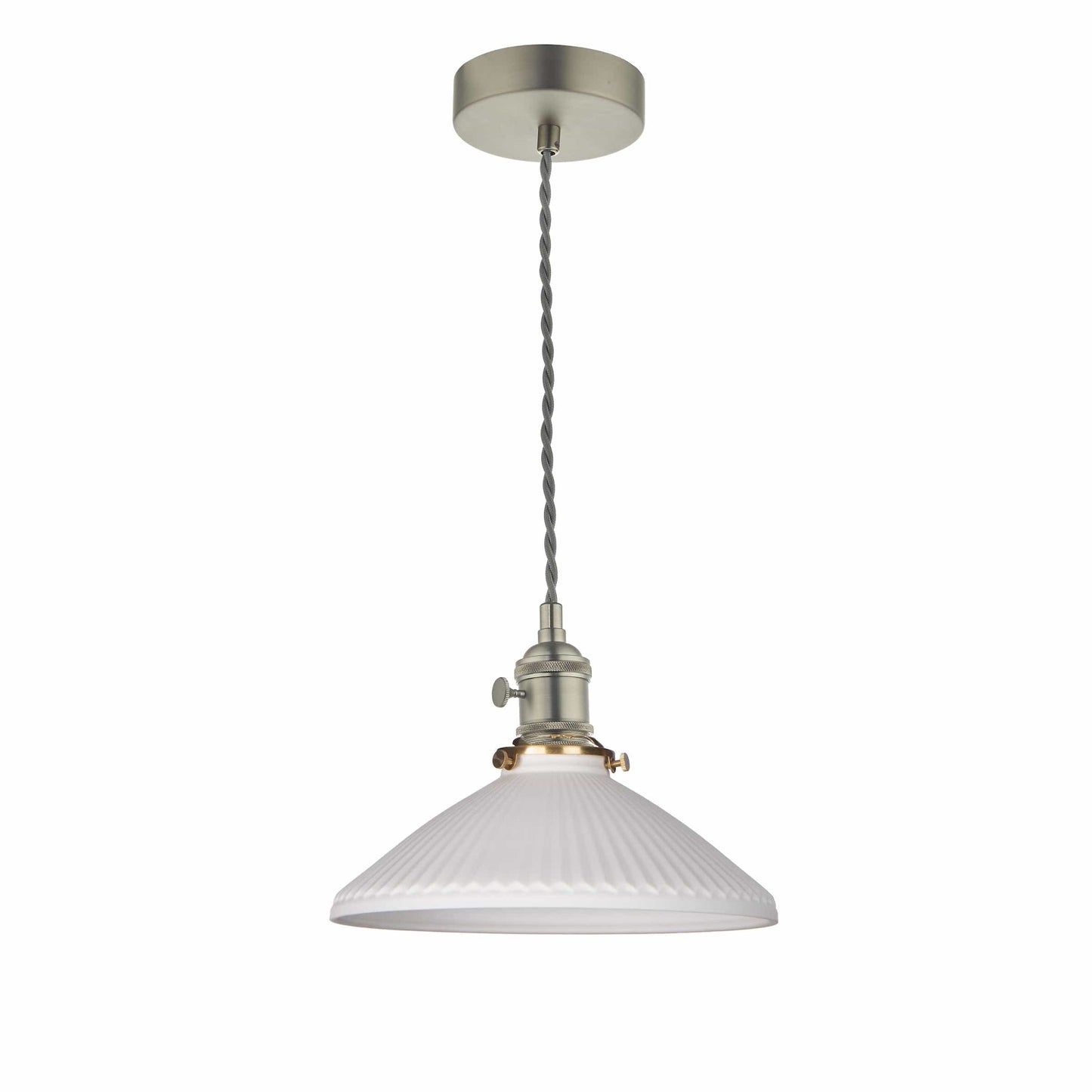 dar lighting Hadano Pendant Antique Chrome & Ceramic Shallow Shade HAD0161-10