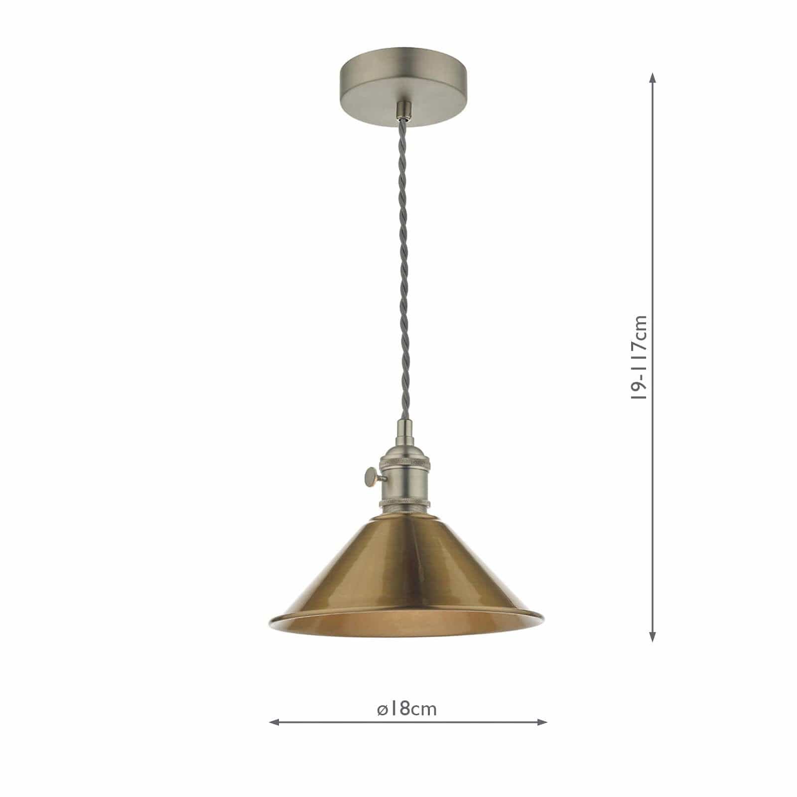 dar lighting Hadano Pendant Antique Chrome With Aged Brass Shade HAD0161-01