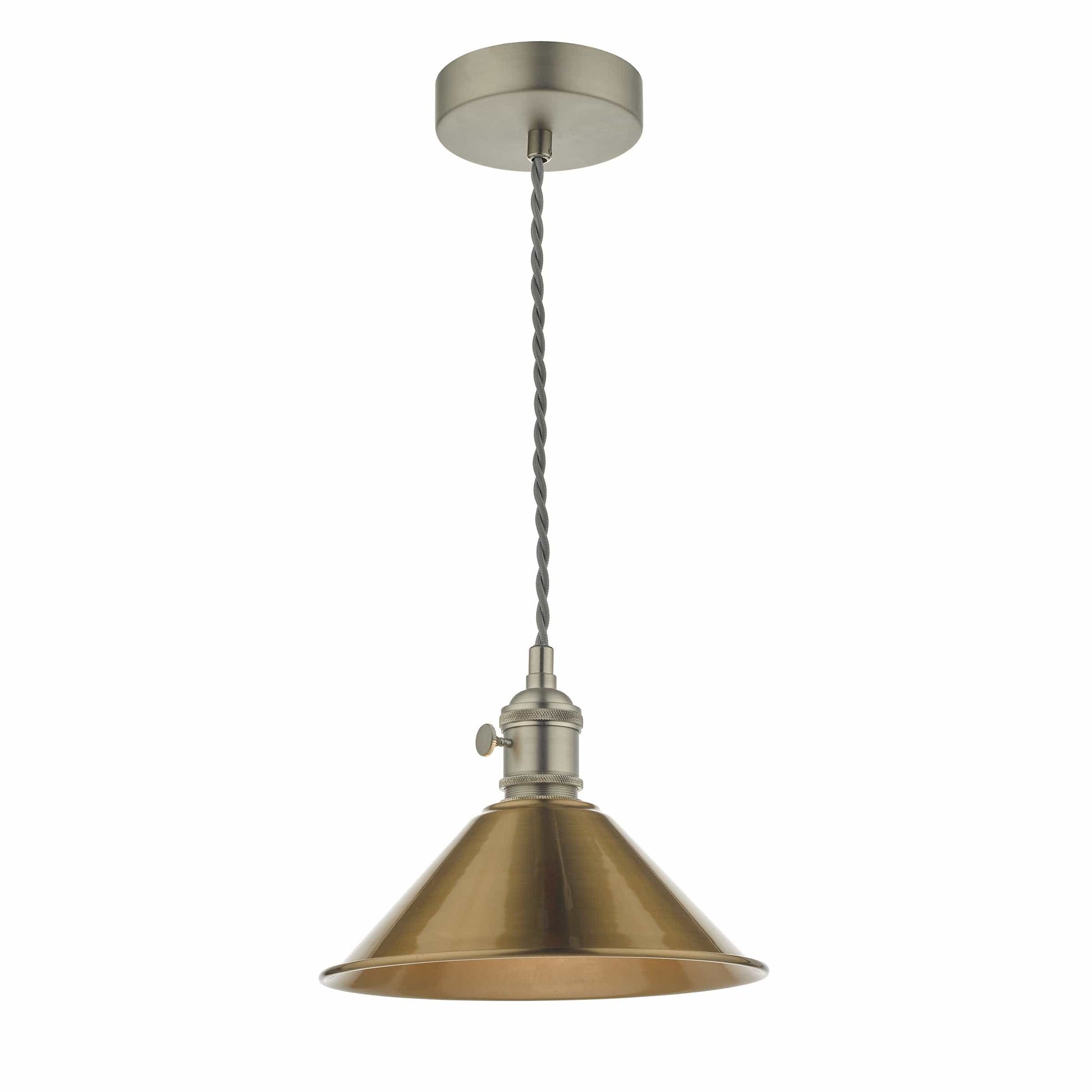 dar lighting Hadano Pendant Antique Chrome With Aged Brass Shade HAD0161-01